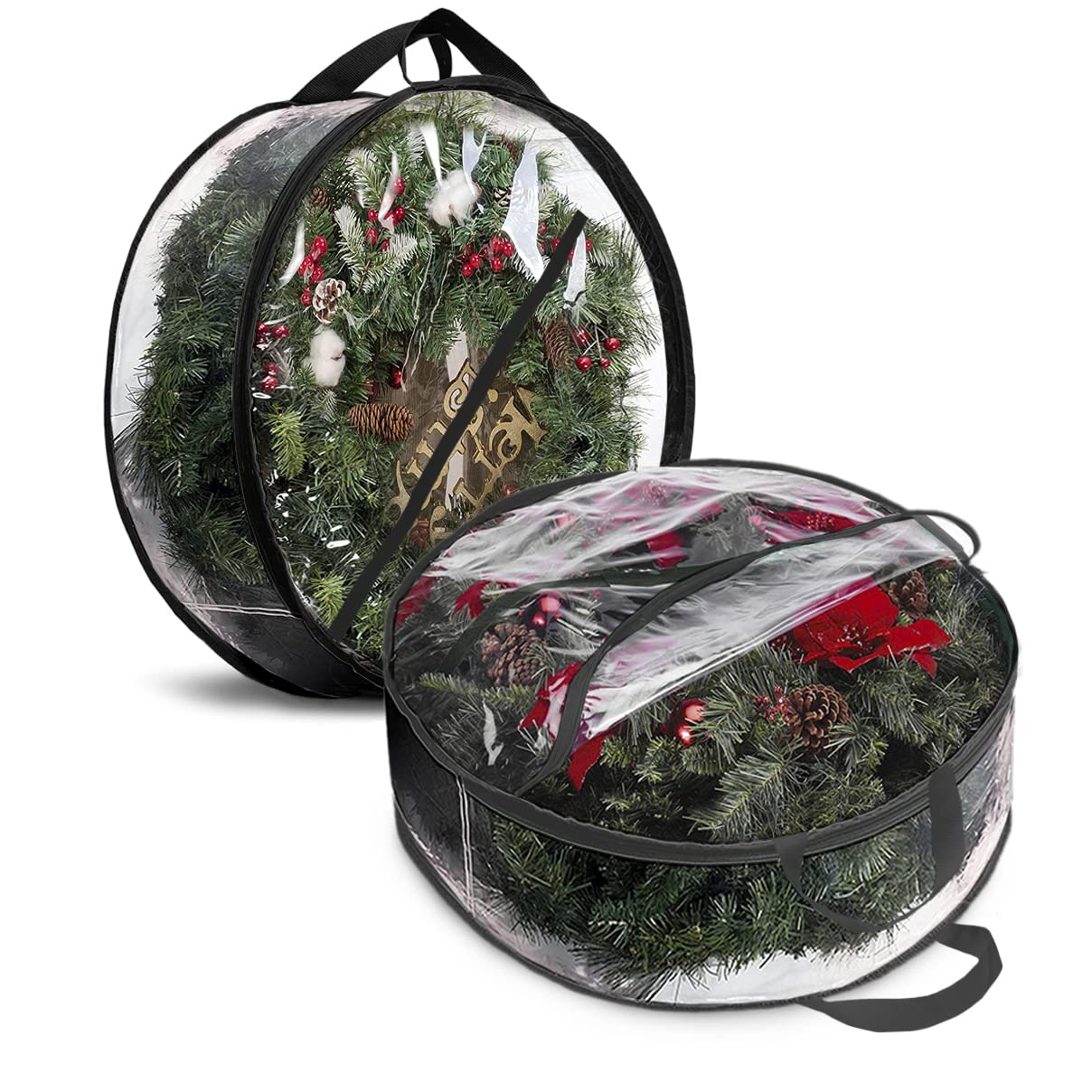 ProPik Christmas Wreath Storage Bag 36 - 2 Pack Clear Christmas Wreath Storage Container- Garland Holiday Artificial Wreath Stor