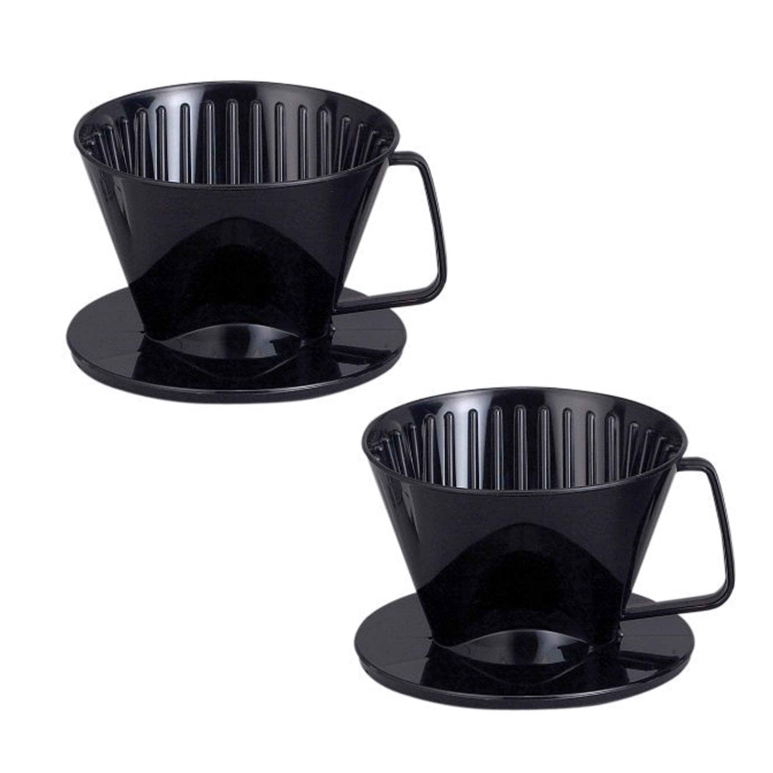 Fino Pour-Over Coffee Brewing Filter Cone, Number 1-Size, Black, Brews 1 To 2-Servings, Set Of 2
