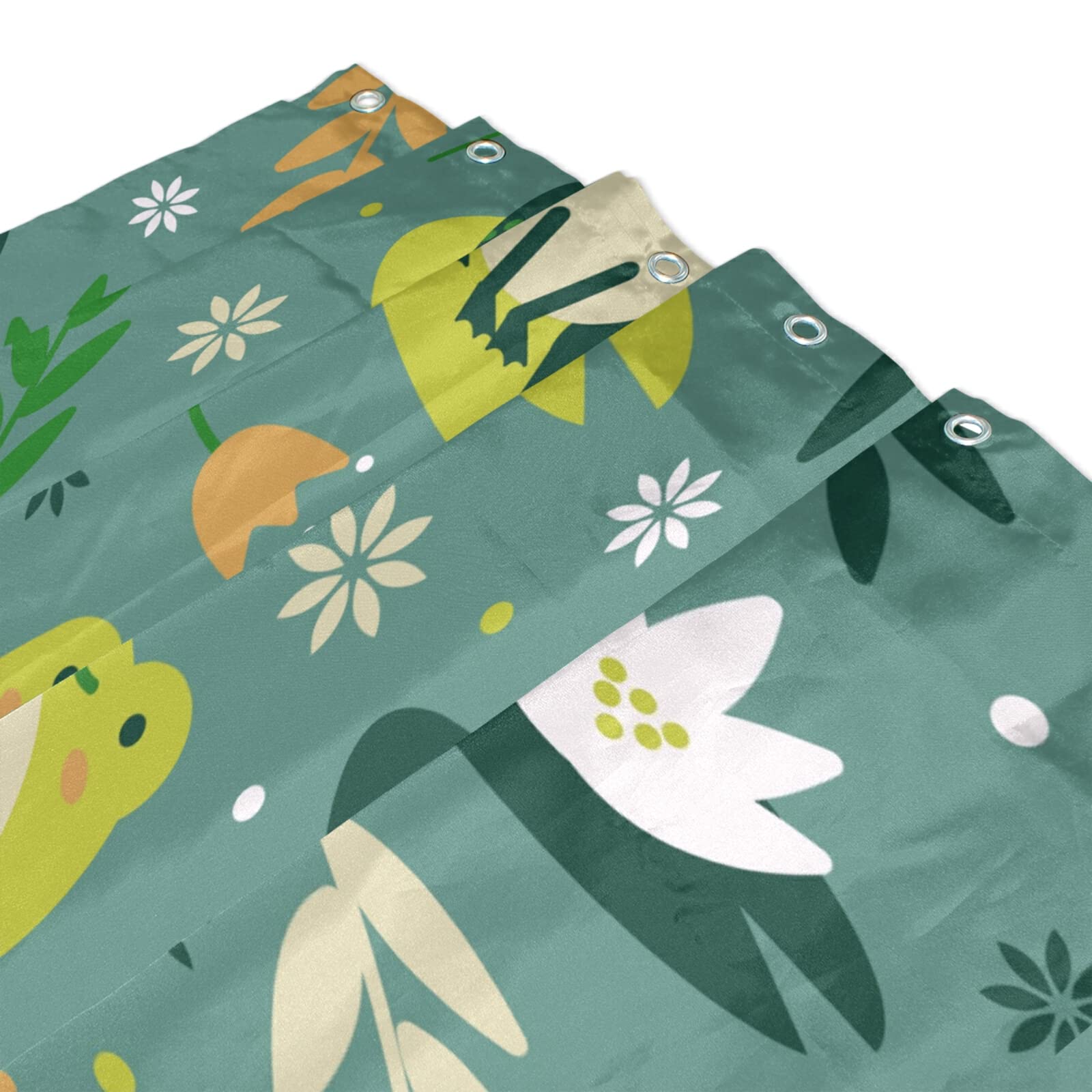 Wellday Cute Frogs Shower Curtain Bathroom Decor Waterproof Fabric Shower Curtains With Hooks 60X72 Inch