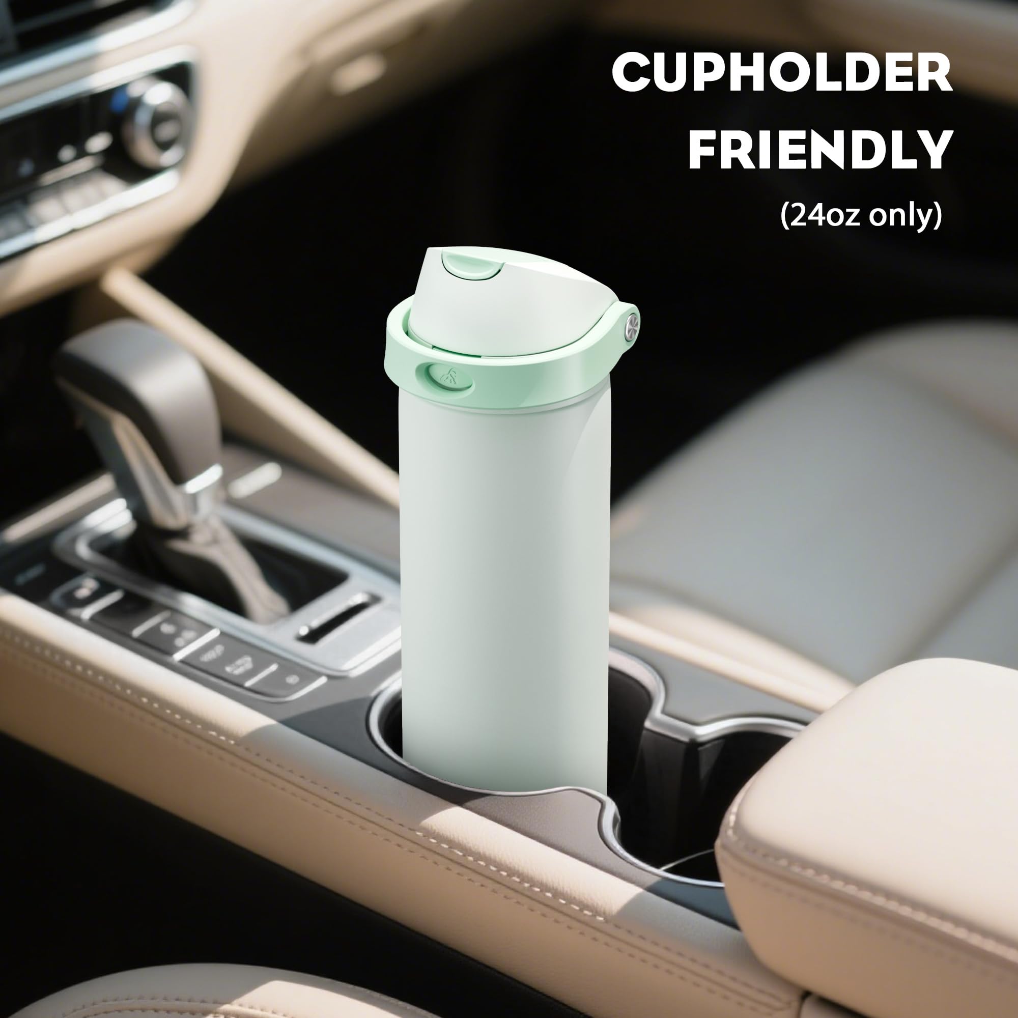 POWCAN 24 oz Vacuum Water Bottle for Office: Spill Proof Lid with Straw, Lightweight, Double Walled, BPA-Free, Insulated Stainle