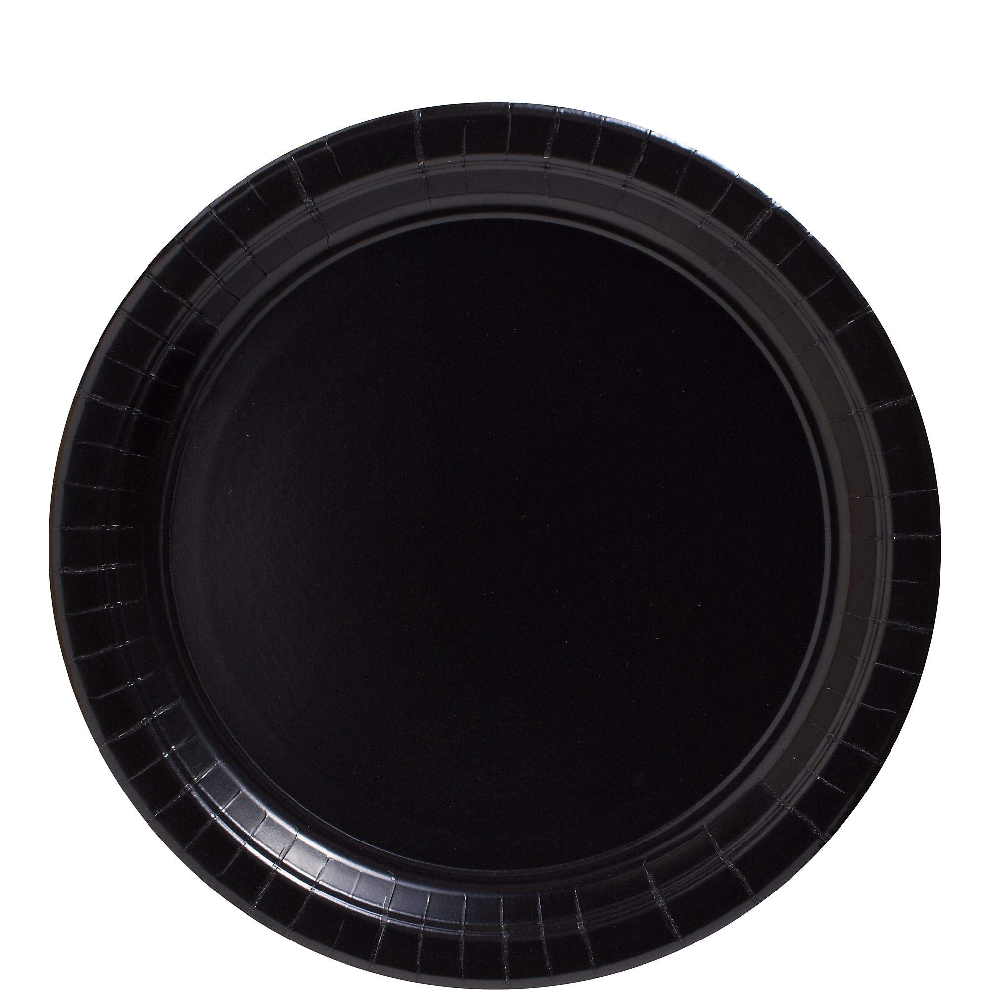 Amscan Et Black Round Paper Plates - 8.5 (50 Pc) - Sturdy & Eco-Friendly Party Essentials - Perfect For Celebrations & Events