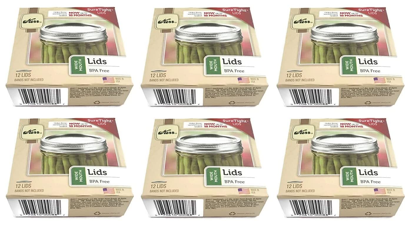 Kerr Wide Mouth Mason Canning Jar Lids 6 Dozen or 72 Lids Total