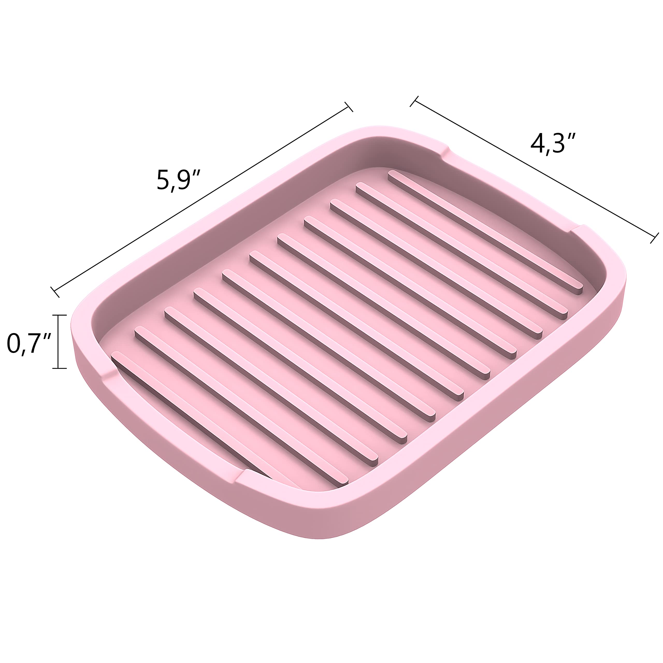 Zappoware Silicone Sponge Holder -Soap Tray - 5.9'' X 4.33'' Set -2Pcs (Pink)