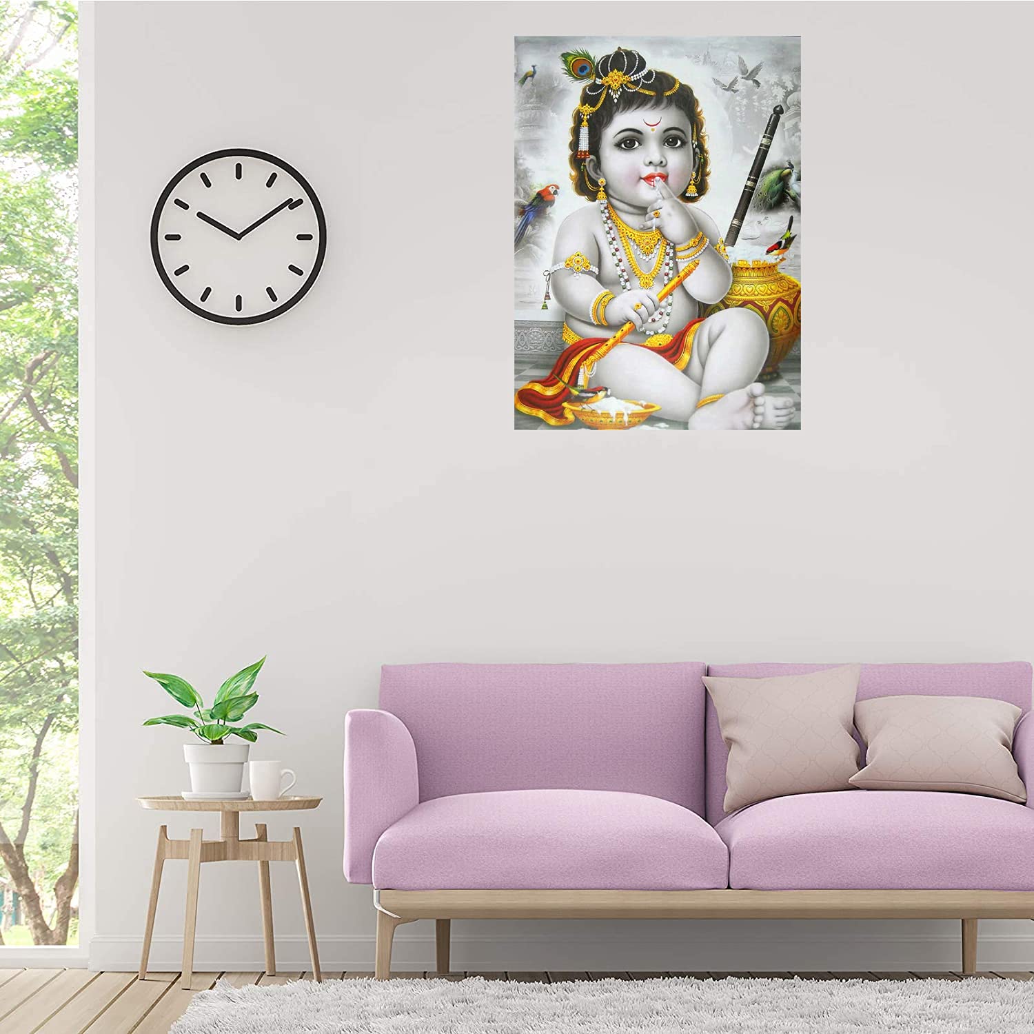 Kartmen Lord Baby Krishna Hd Poster For Room Decor (12X18-Inch, 350 Gsm Thick Paper, Gloss Laminated, Multicolour)