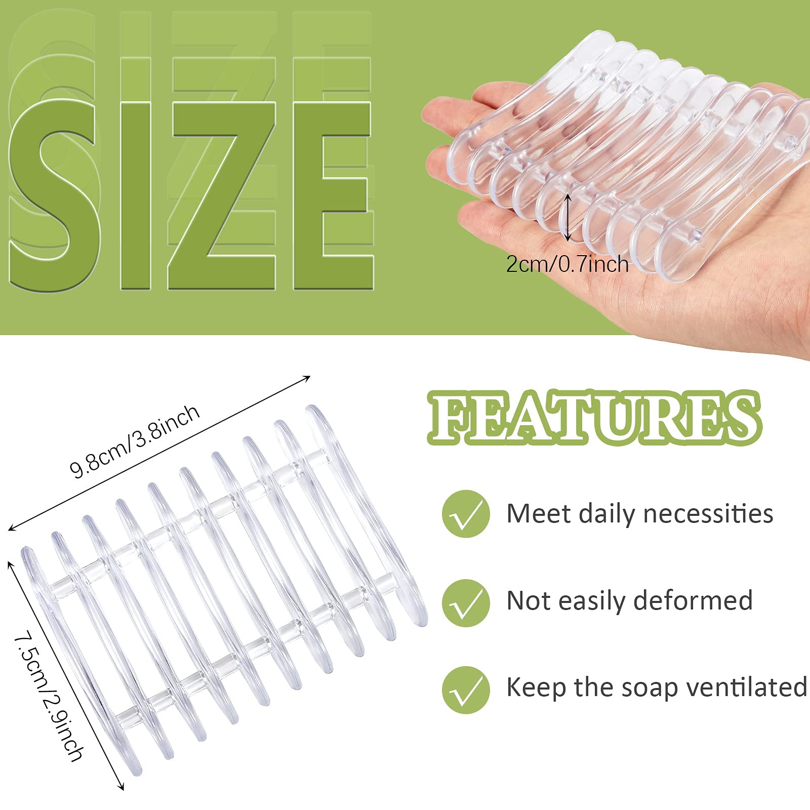 2 Pieces Plastic Bar Soap Holder Soap Tray Soap Saver Bar Dish Self Draining Soap Dishes For Soap Sponge Dryer Bathroom Toilet S