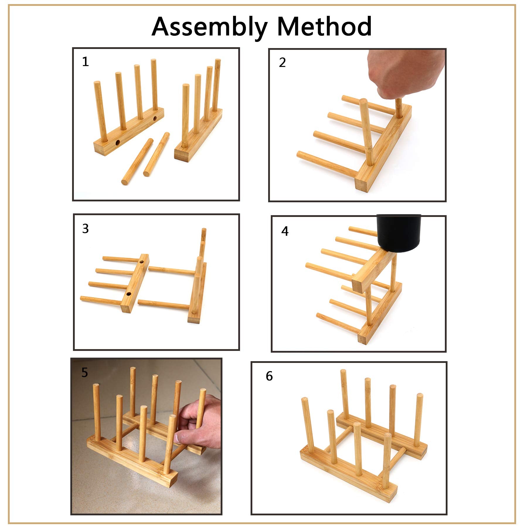Castuvy 2 Pcs Household Kitchen Natural Bamboo Drain Dish Rack, Multifunctional Cup And Book Storage Rack, 8''(L) X 4.5''(W) X 4