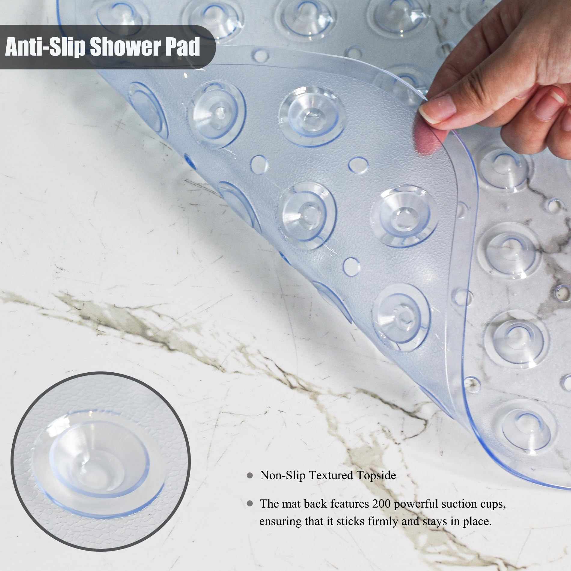 Extra Long Non Slip Bathtub Mat - 40 X 16 Inch Machine Washable Tub Mats With Suction Cups And Drain Holes For Bathroom