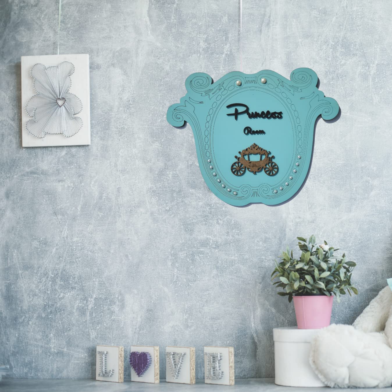 Chalk My Theme Royal Princess Room Wooden Wall Signage 14 X 11 Inches Wooden Wall Hangings Decor, Decorative Items For Girls, Bo