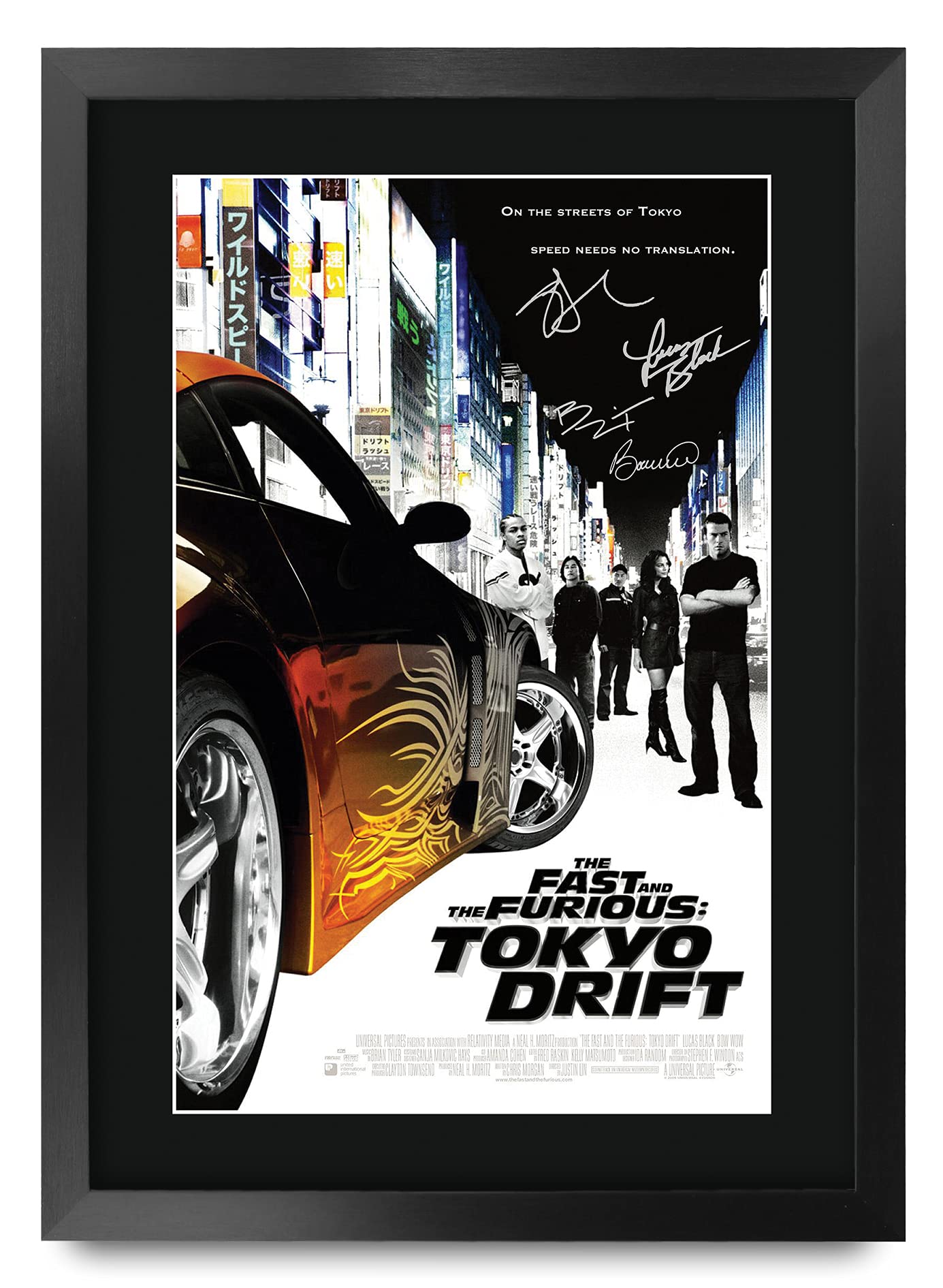 HWC Trading The Fast and the Furious Tokyo Drift Lucas Black 16 x 12 inch Framed Gifts Printed Poster Signed Autograph Picture f