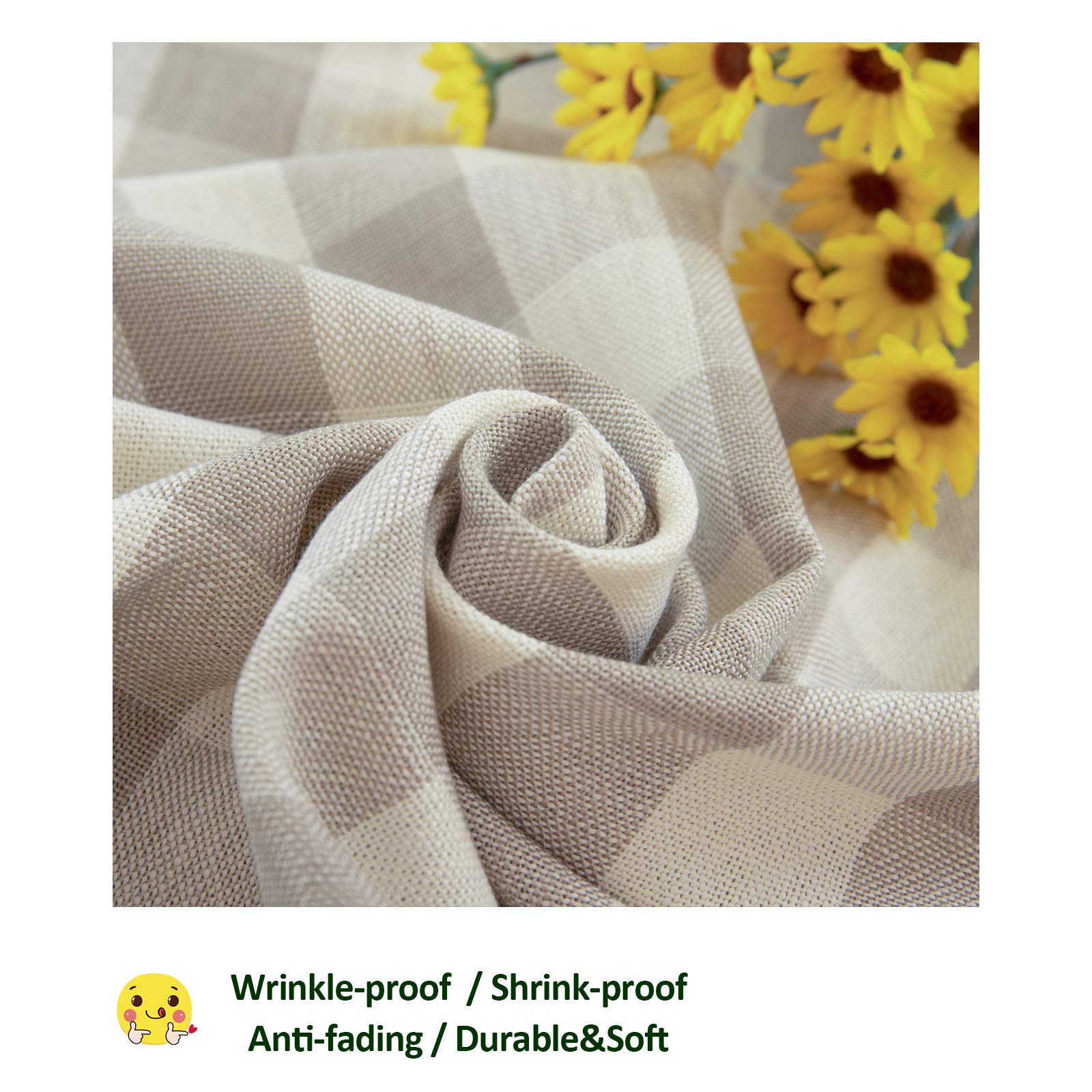 Midsummer Breeze Farmhouse Checkered Tablecloth-Cotton Linen Buffalo Plaid Tablecloth for Fall Winter Thanksgiving Christmas Kitchen Dining Restaurant Decor (Rectangle/Oblong  55x70  Gray Khaki)