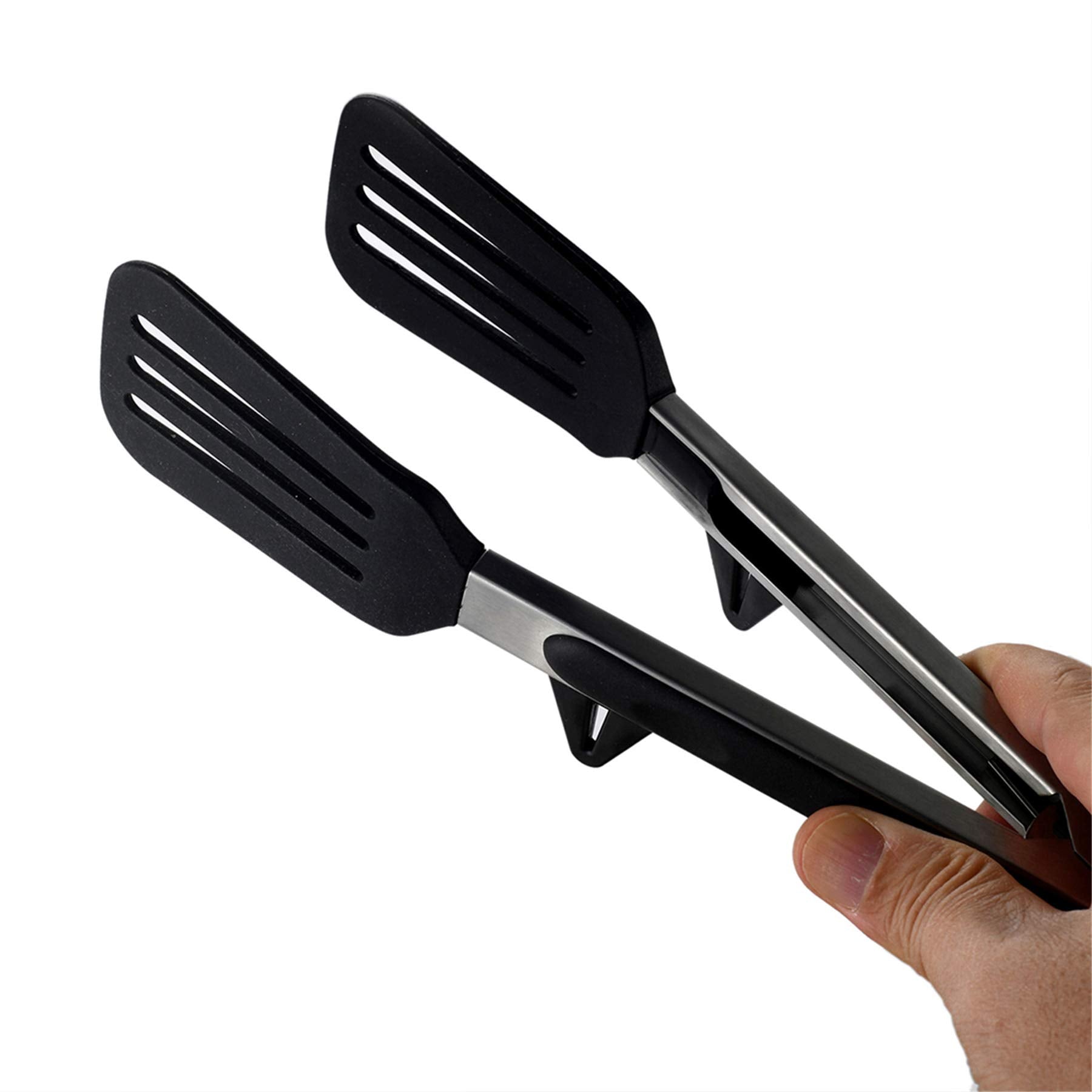 Nmqlx Cooking Kitchen Tongs, 2 Pack Stainless Steel Tongs Kit, 9'' And 12'' Spatula Tongs With Silicone Grips For Grilling Bakin
