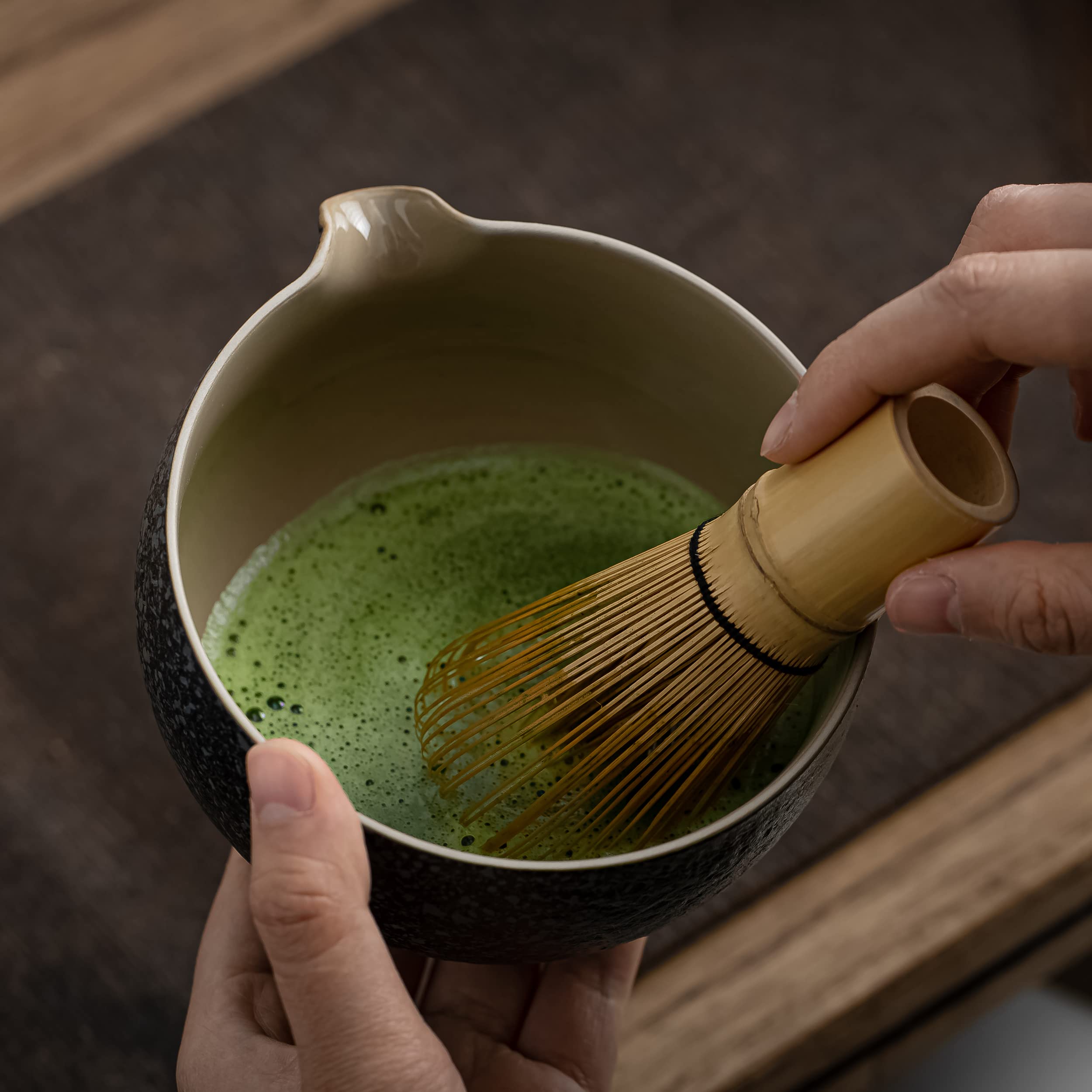 Teanagoo Matcha Set Matcha Whisk Matcha Bowl With Pouring Spout Scoop Matcha Whisk Holder Tea Making Kit. 1 Japanese Tea Set (7P