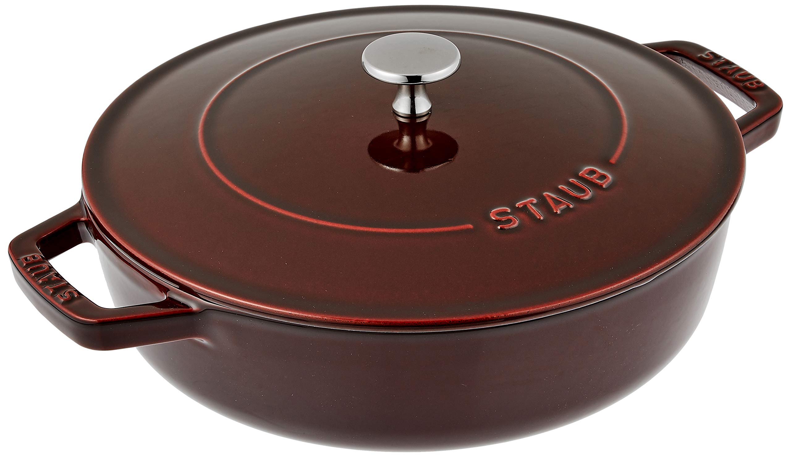 STAUB Chistera Cast Iron Oval Casserole, Grenadine Red, 24 cm