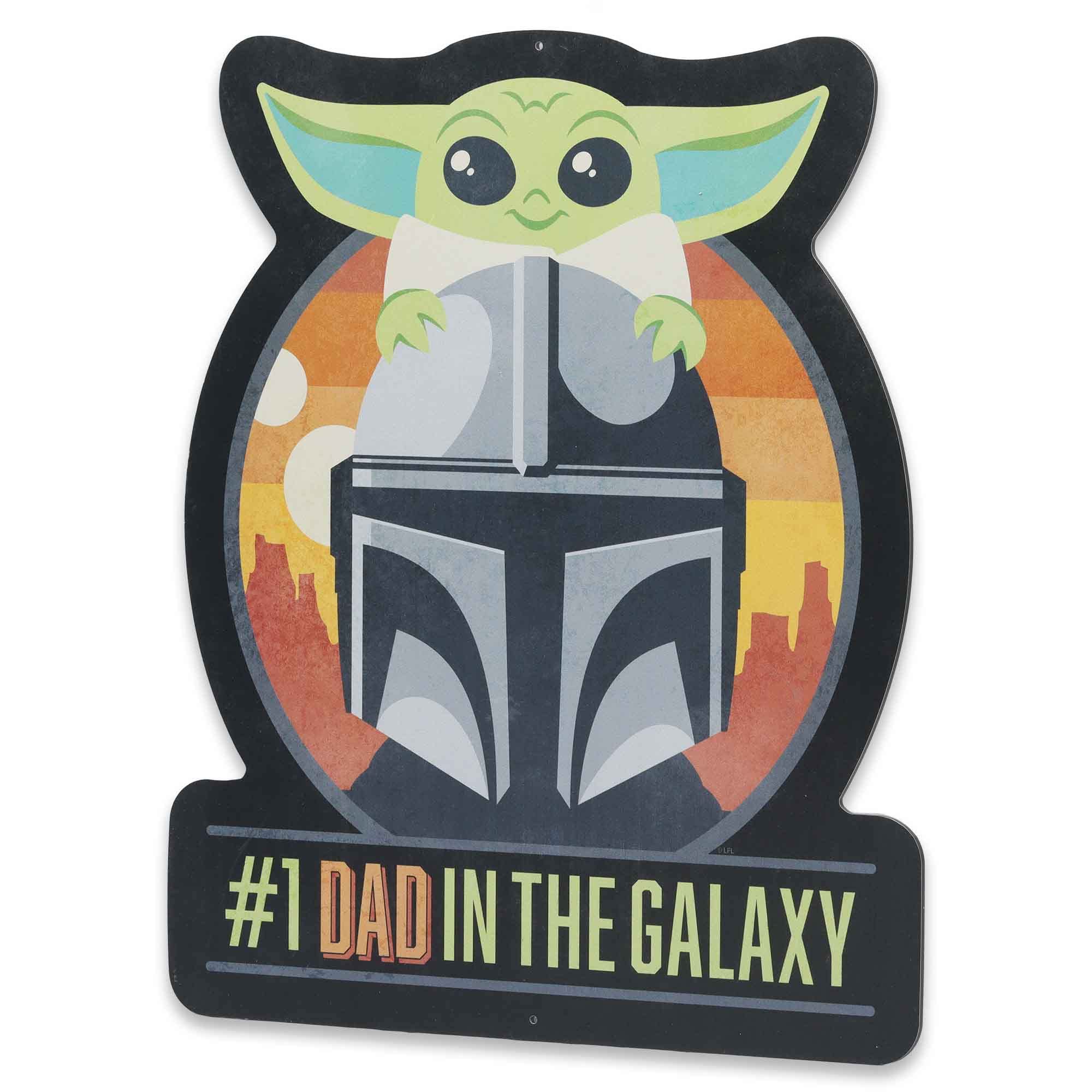 Disney Star Wars Number One Dad in the Galaxy Metal Sign - Fun Mandalorian Wall Art for Dad - Great Gift Idea