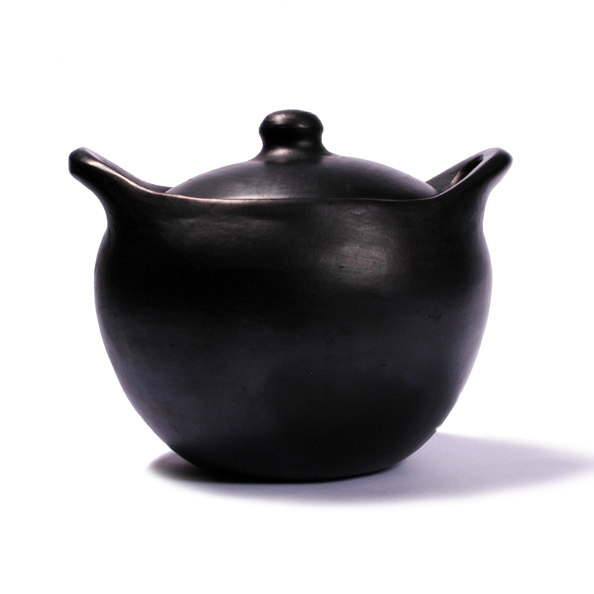 Ancient Cookware, Rounded Chamba Clay Soup Pot, Small, 2.5 Quarts Black