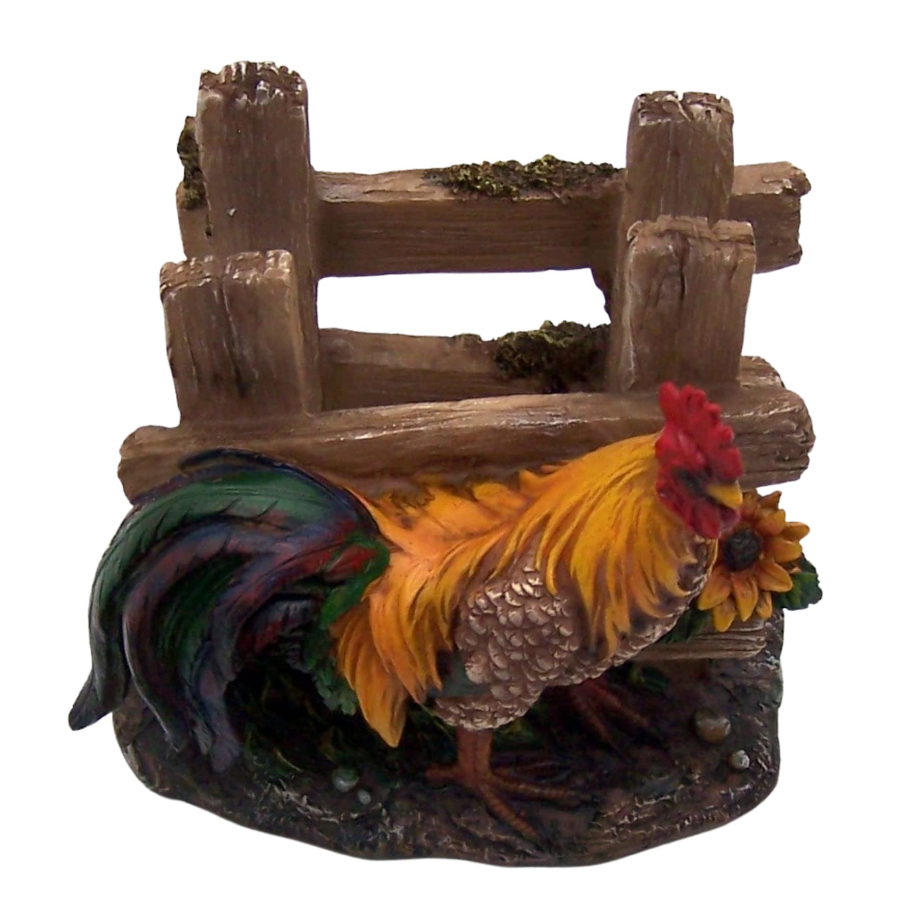 Rooster With Fence Napkin Holder, Kitchen Accessory, Farmhouse D  Cor, Unique Table Accent, 5.25 Inches High