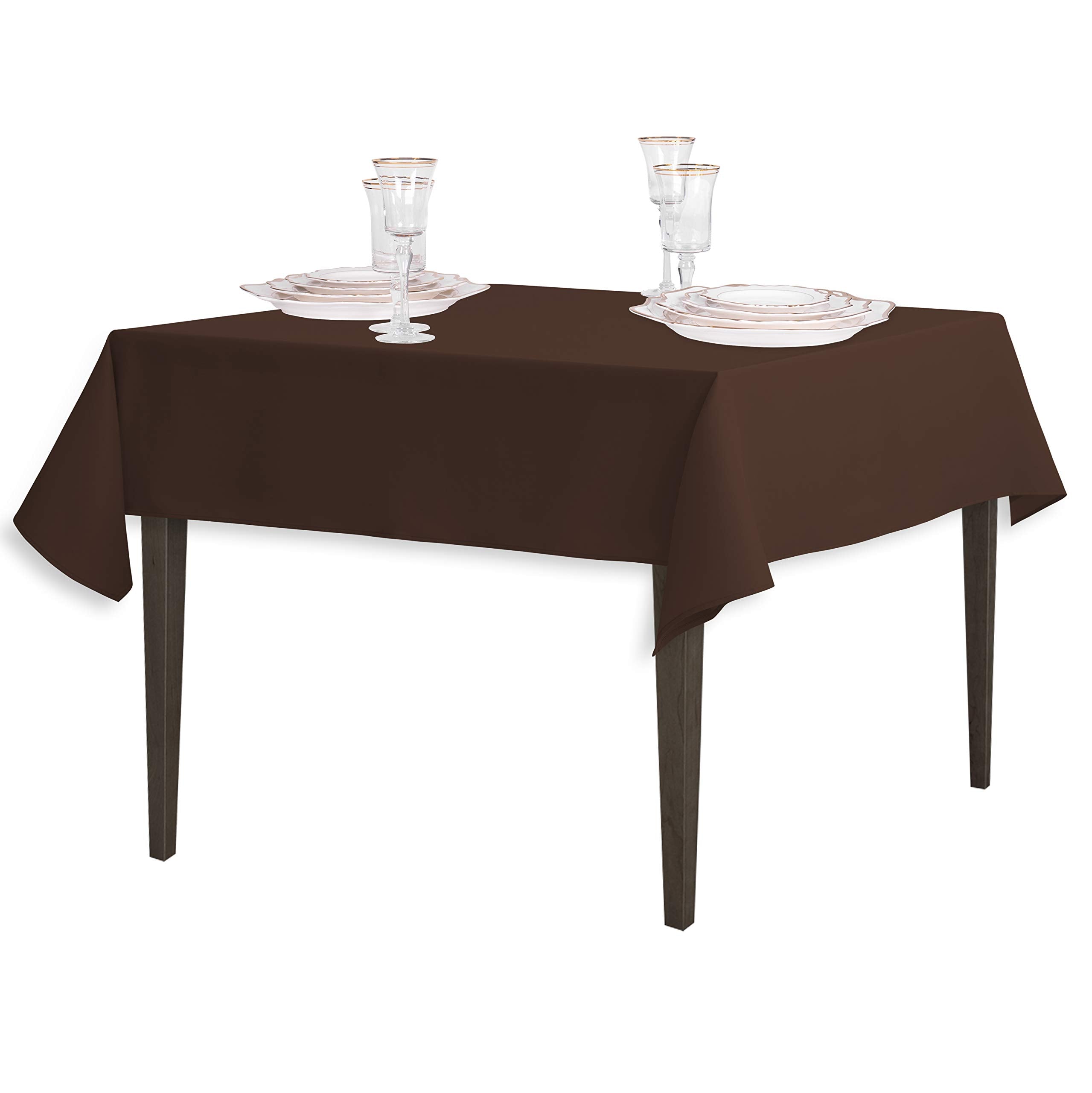 Linentablecloth 54-Inch Square Polyester Tablecloth Chocolate