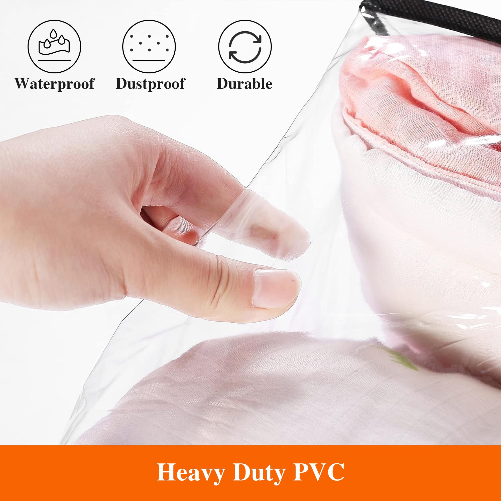 Vieshful 7 Pack Clear Clothes Storage Bag, 60L Zippered Closet Organizer, Plastic Storage Containers Moving bags for Comforter,