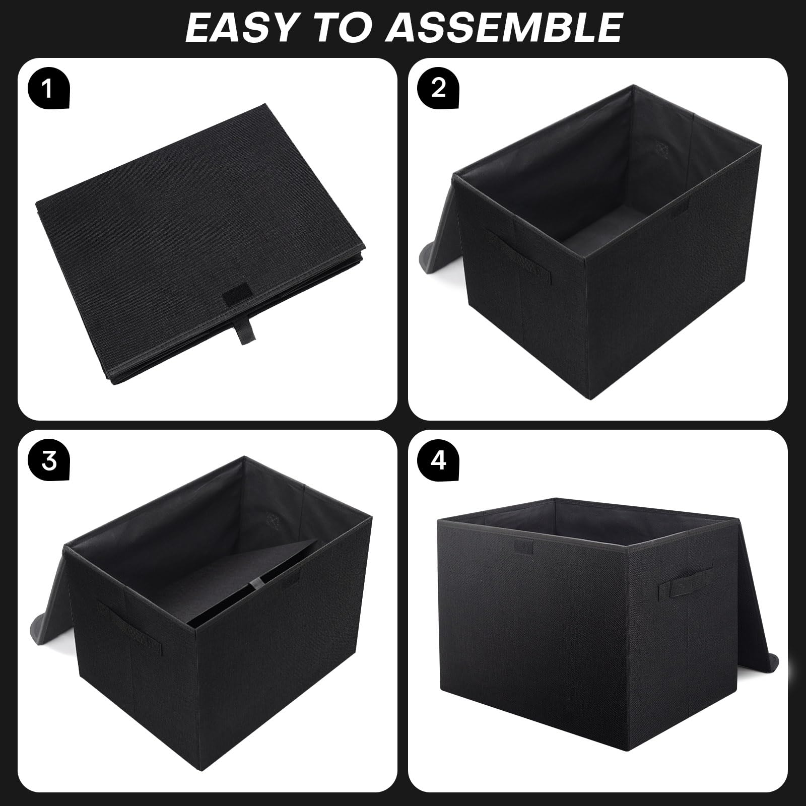 Large 17'' 42 Quarts Collapsible Stackable Storage Bins With Lids [3-Pack] Foldable Fabric Linen Storage Boxes Cube, Closet Orga