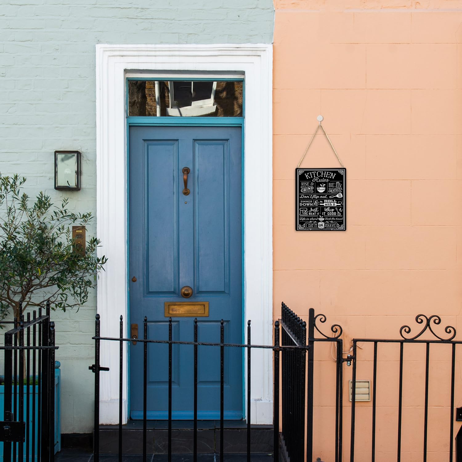 UNCDLV Kitchen Signs Wall Decor Kitchen Rules Sign Wall Art, Rustic Black Eat Kitchen Wall Decor 8x10 Inches