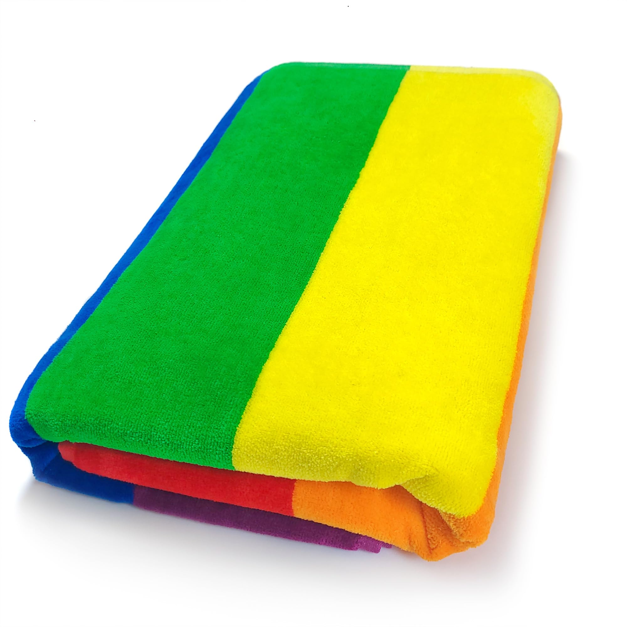 Softerry Gay Flag Beach Towel Lgbtqia+ Pride Parade 30 X 60 Inches Fluffy 450Gsm, Vibrant Colors, Absorbent, 100% Cotton (Revers