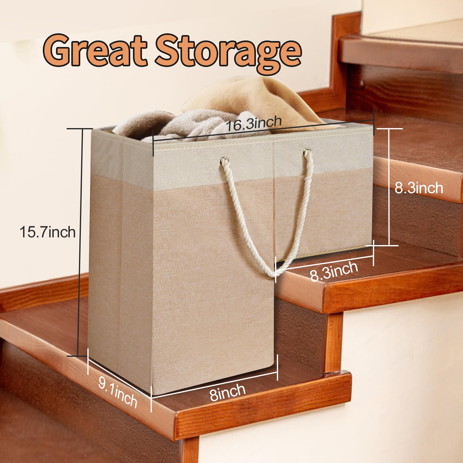2 Pack Stair Basket For Stairs With Handle,Staircase Baskets For Carpeted And Wooden Stairs,16'' Step Storage Laundry Basket For