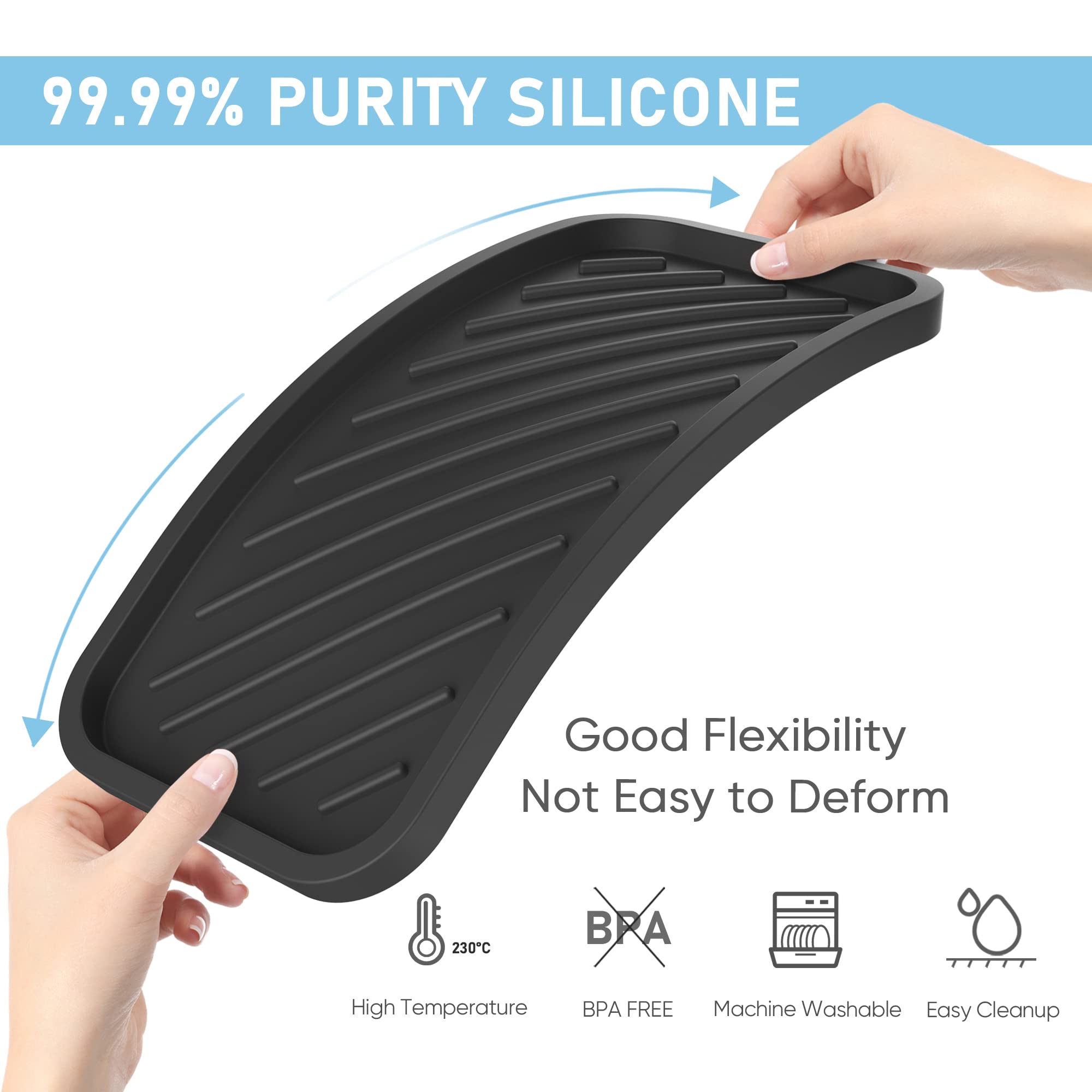 Eg-Sipro Silicone Sponge Holder,Large 10'' Kitchen Sink Organizer Tray Kitchen Soap Tray Soap Sponge Holder For Bathroom Counter