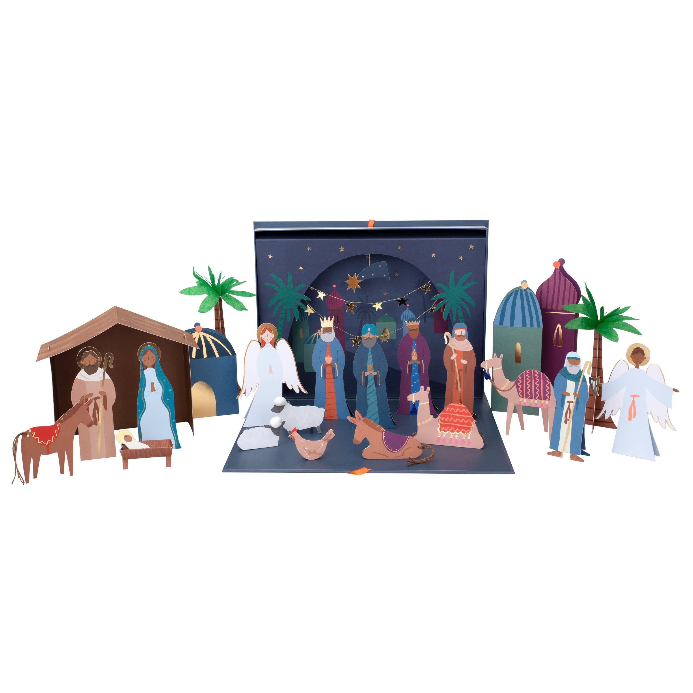 Meri Meri Nativity Paper Craft Advent Calendar (Pack of 1), Ages 3+, Pack Dimensions 9.5 x 12.75 x 1.75, Christmas Story Advent 