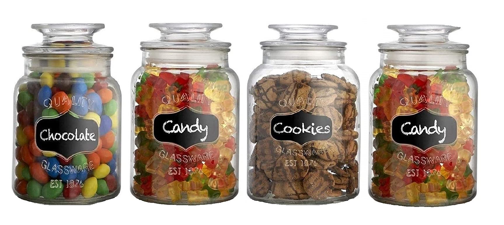 Ash & Roh  Clear Glass Jar And Container With Air Tight Lid Storage Of Spices And Dry Fruit (1500 Ml Cookie Jar, 4)