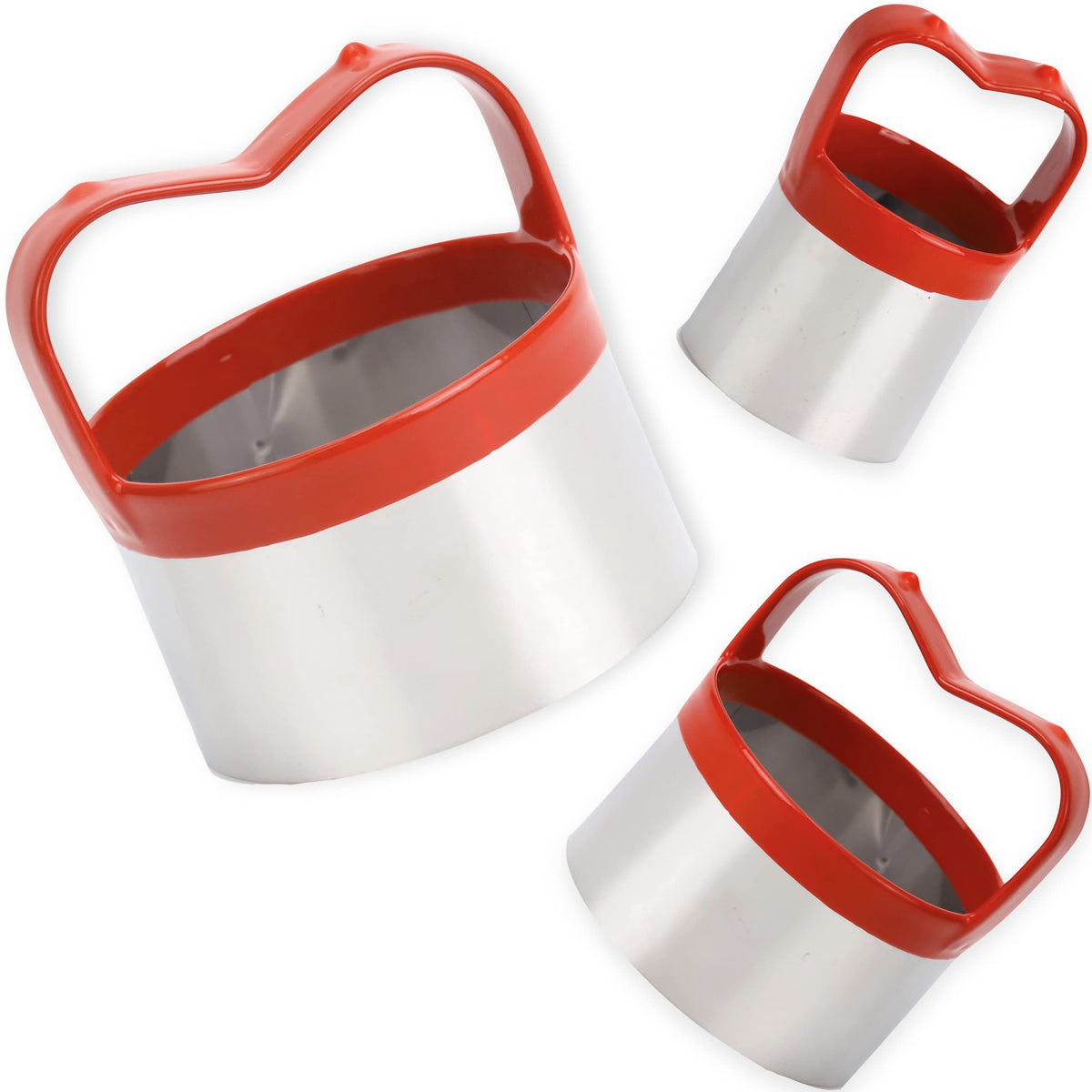 3Pcs Round Cookie Cutters With Handle, Circle Biscuit Cutter For Baking, Dough Cutter, Metal Cookie Cutters, Coated And Soft Pvc