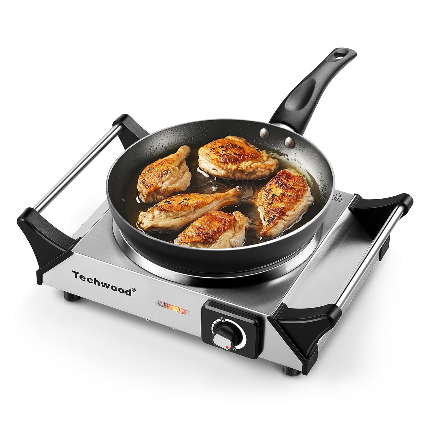 Hot Plate, Techwood Single Burner for Cooking, 1500W Countertop Electric Stove with Adjustable Temperature & Stay Cool Handles, 