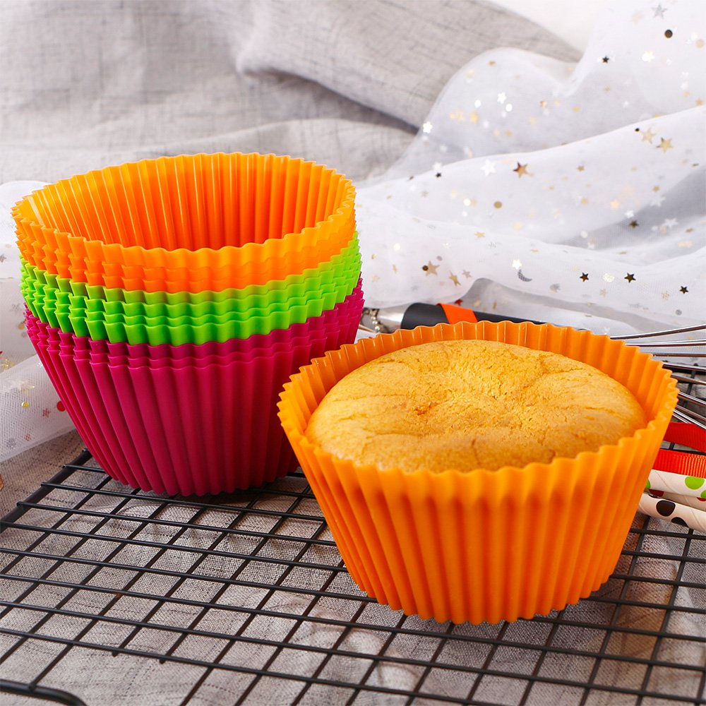 Webake Silicone Baking Cups 4.3 Inch Jumbo Reusable Cupcake Liners, Giant Cupcake Mold Non-Stick Extra Large Muffin Pans Big Cup