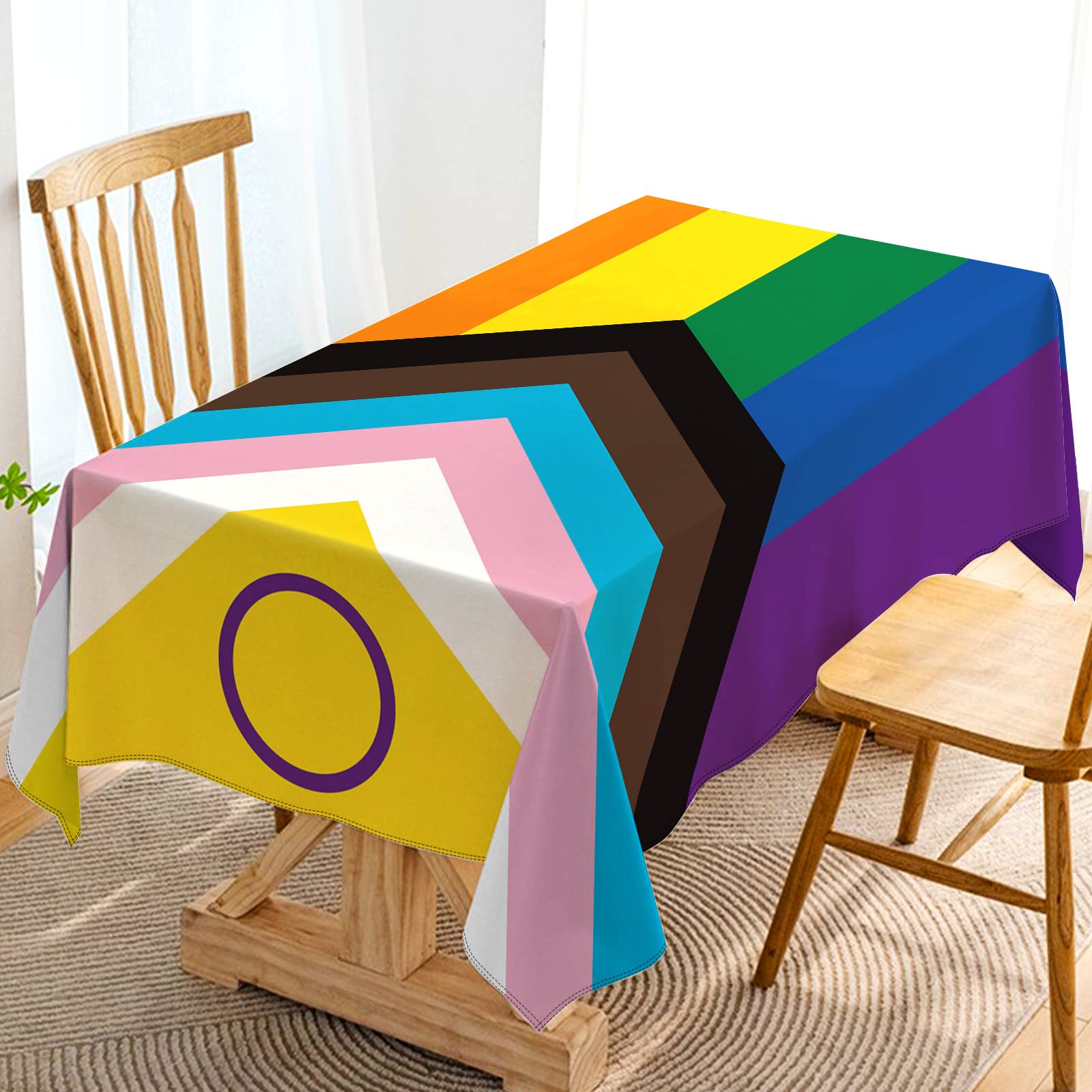 Hafangry Intersex Progress Pride Tablecloth June Gay Lgbtq+ Rainbow Party Decoration Pride Month Kitchen Dining Room Home Decor