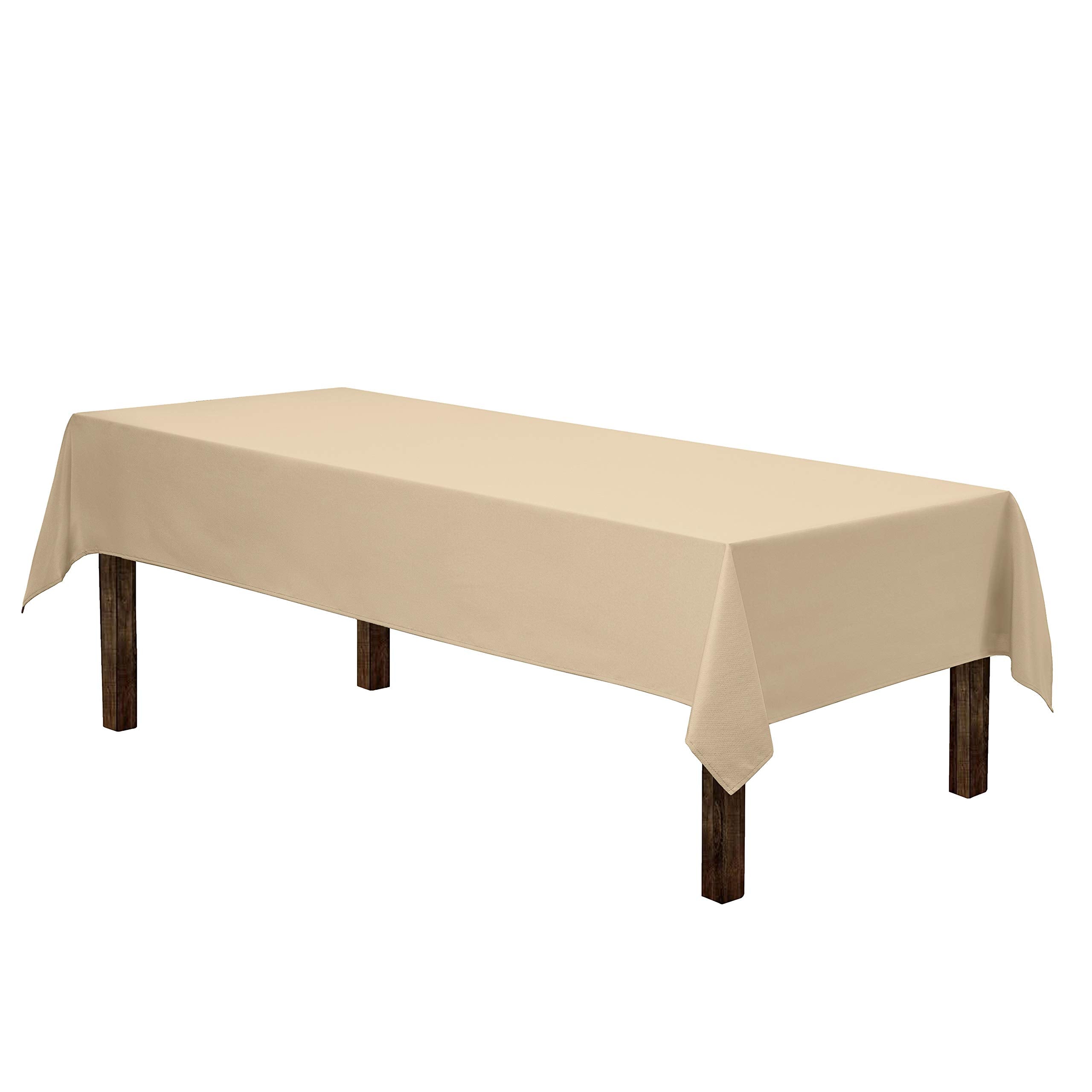 Gee Di Moda Rectangle Tablecloth - 60 x 84 Inch  Beige Rectangular Table Cloth in Washable Polyester  Great for Buffet Table  Parties  Holiday Dinner  Wedding & Baby Shower