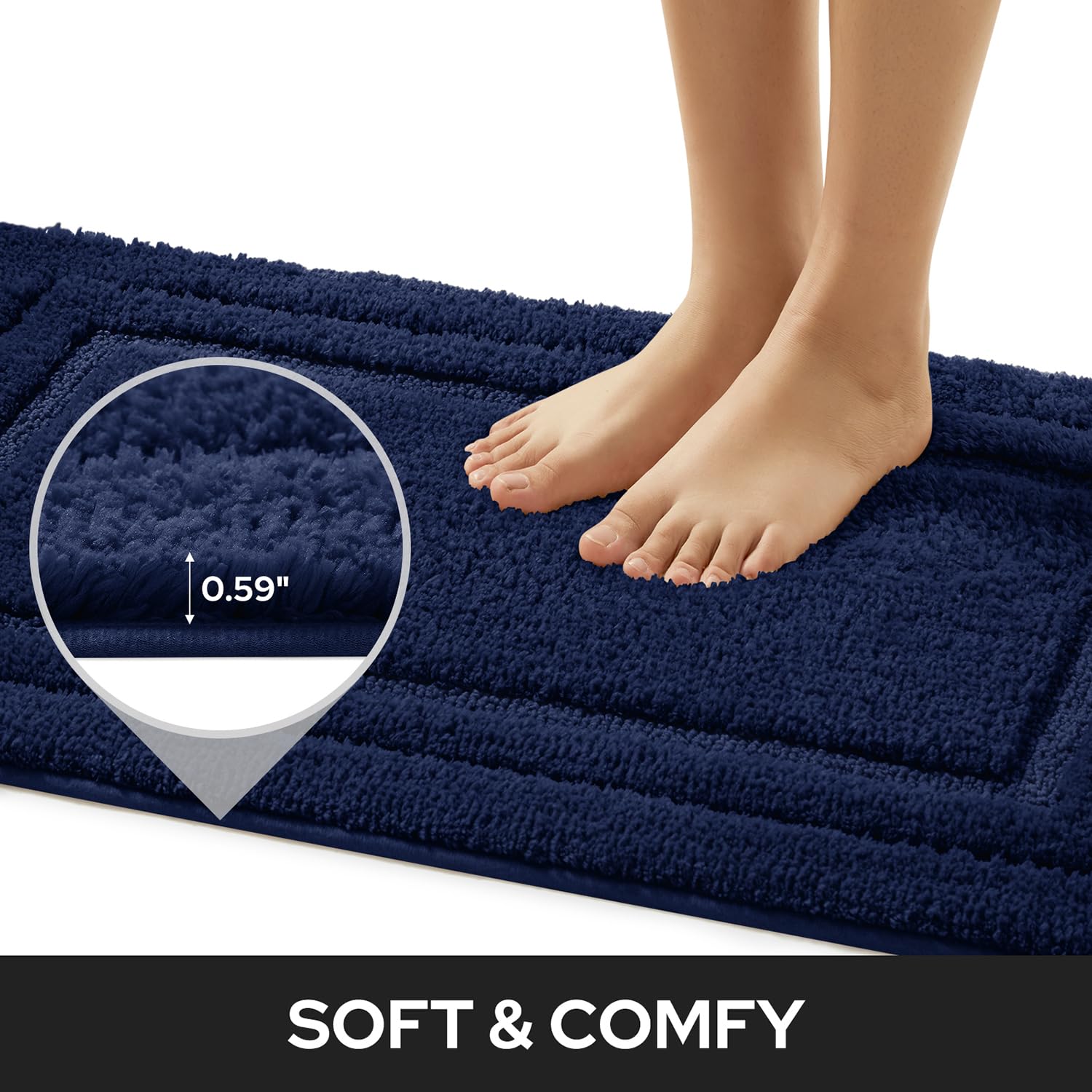 Homeideas Bathroom Rugs Sets 2 Piece, Super Soft And Absorbent Non Slip Microfiber Machine Washable Bath Mat Set (20'' X 32'' +