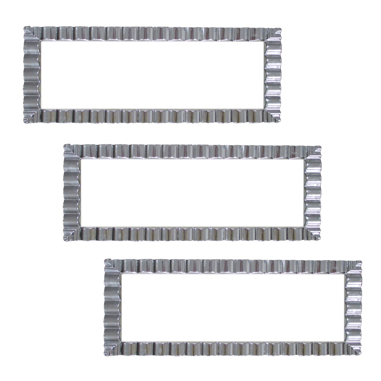 Party Essentials Disposable Hard Plastic Decorative Wavy Trays, 14'' X 6'', White/Silver Edge