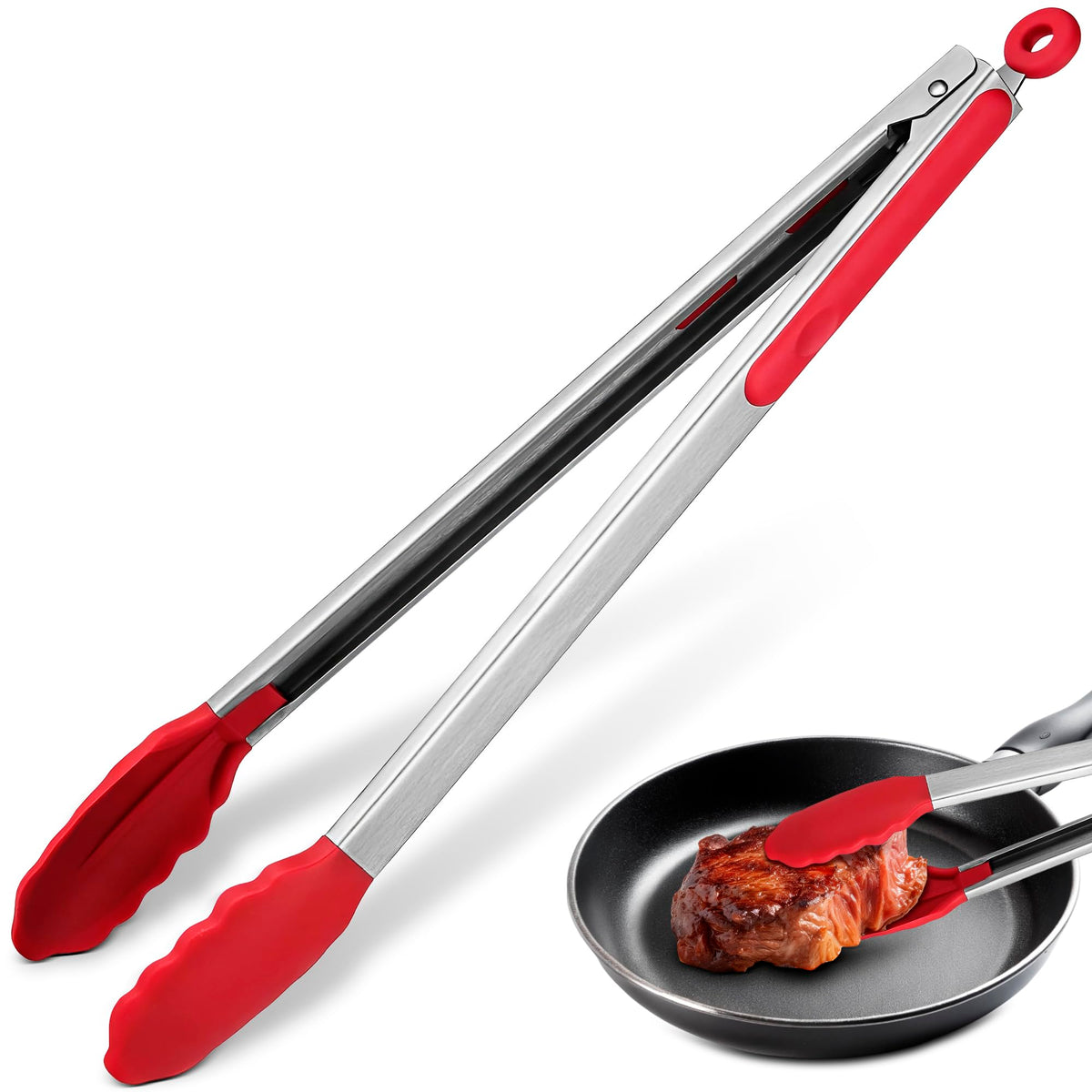 17.5'' Silicone Tongs For Cooking - Kitchen Tongs Stainless Steel Tongs For Cooking Tongs For Kitchen Small Tongs For Serving Fo