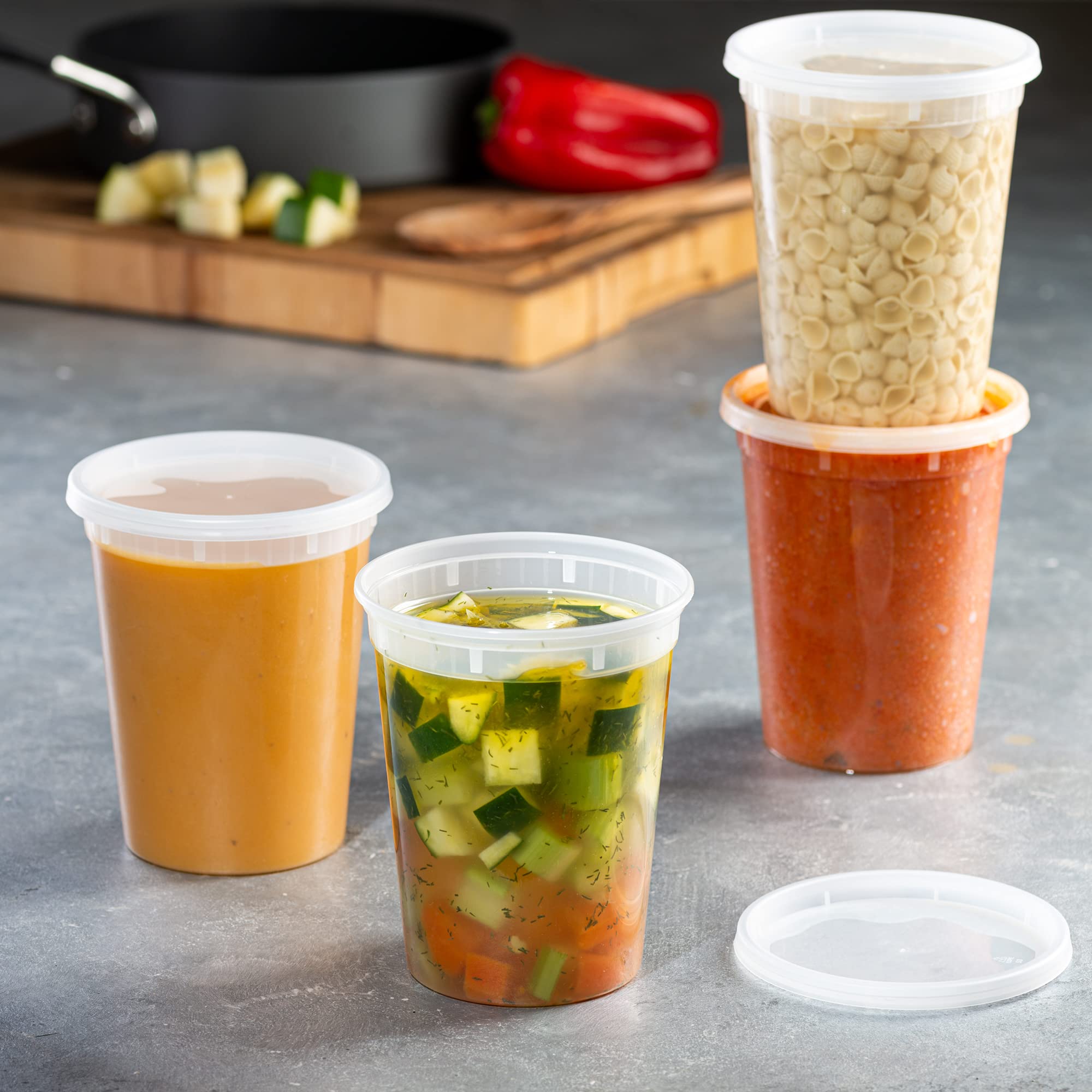 Zeml [24 Sets] 32 Oz. Deli Food Storage Freezer Containers With Leak-Proof Lids