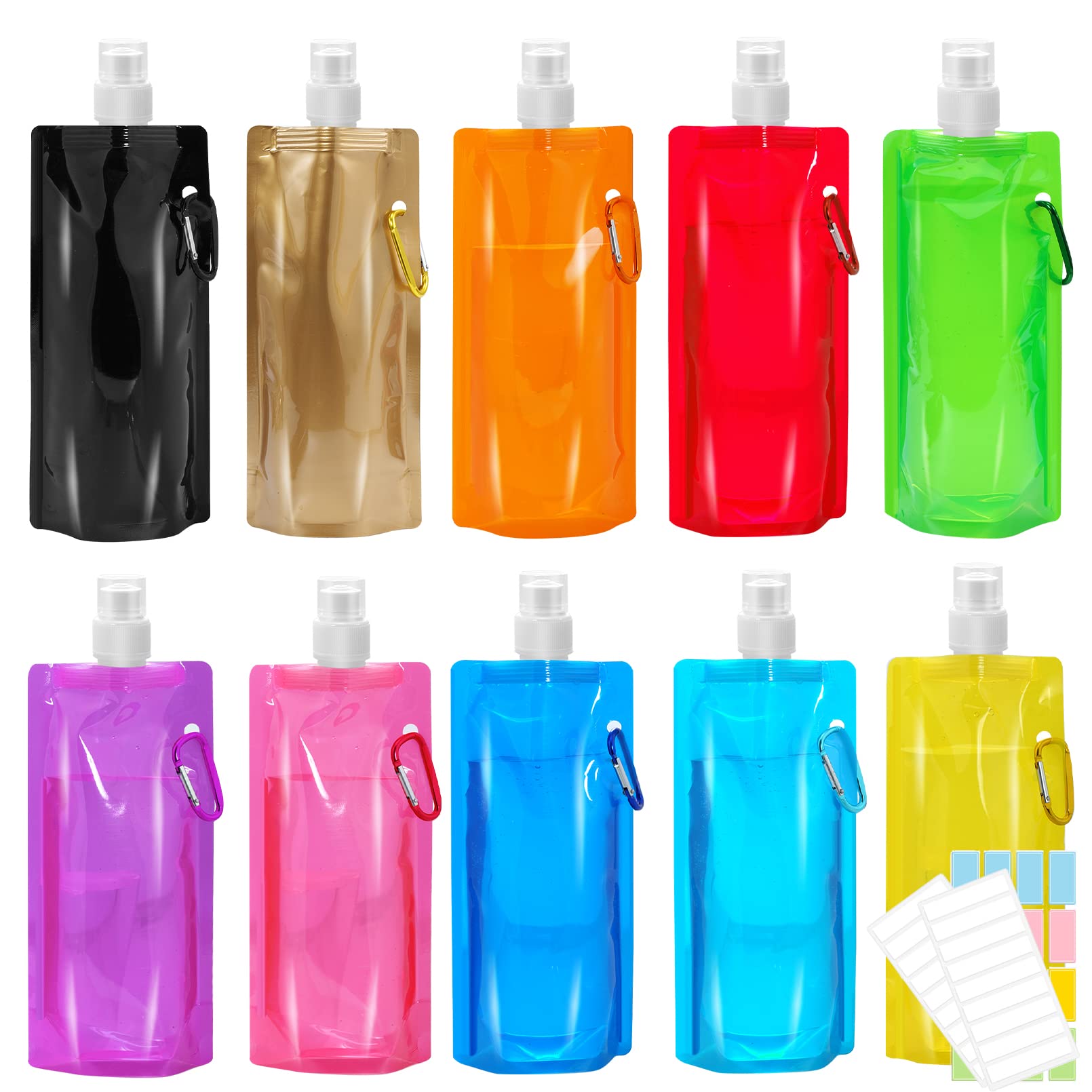 smilixin 10 Pack Collapsible Water Bottles,Collapsible Bag Water Bottles