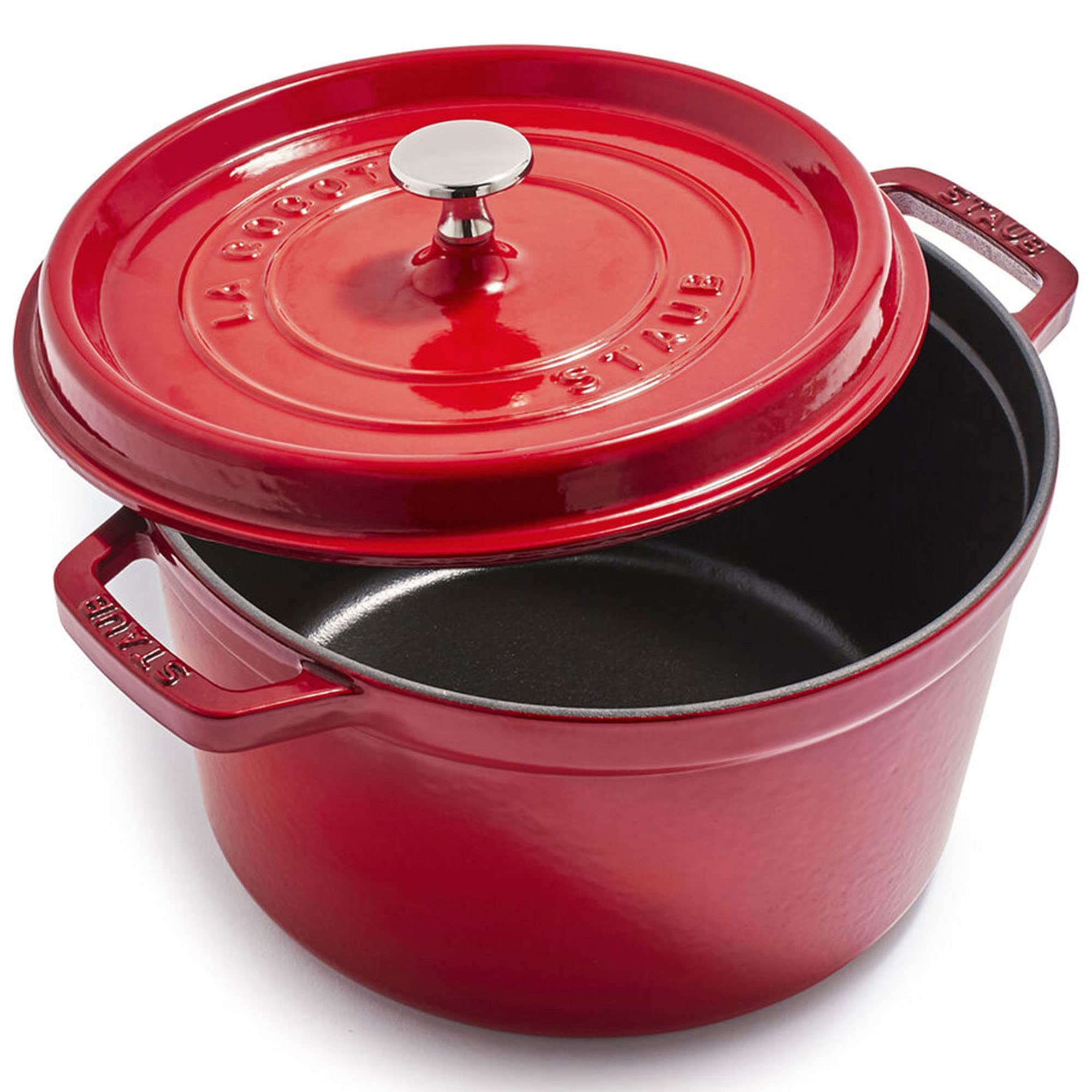 Staub Cast Iron Dutch Oven 5-Qt Tall Cocotte, Made In France, Serves 5-6, Cherry