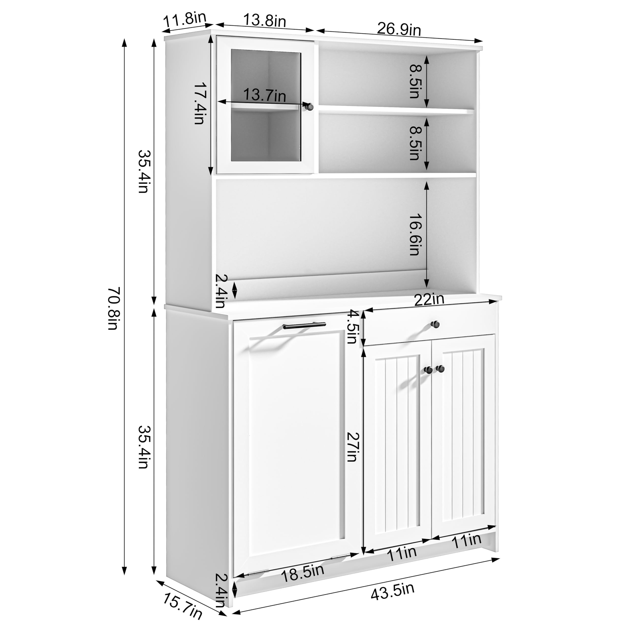 Old Captain Tilt Out Trash Cabinet With Deodorising Function, Kitchen Hutch With Microwave Shelf And Drawer, Kitchen Pantry With