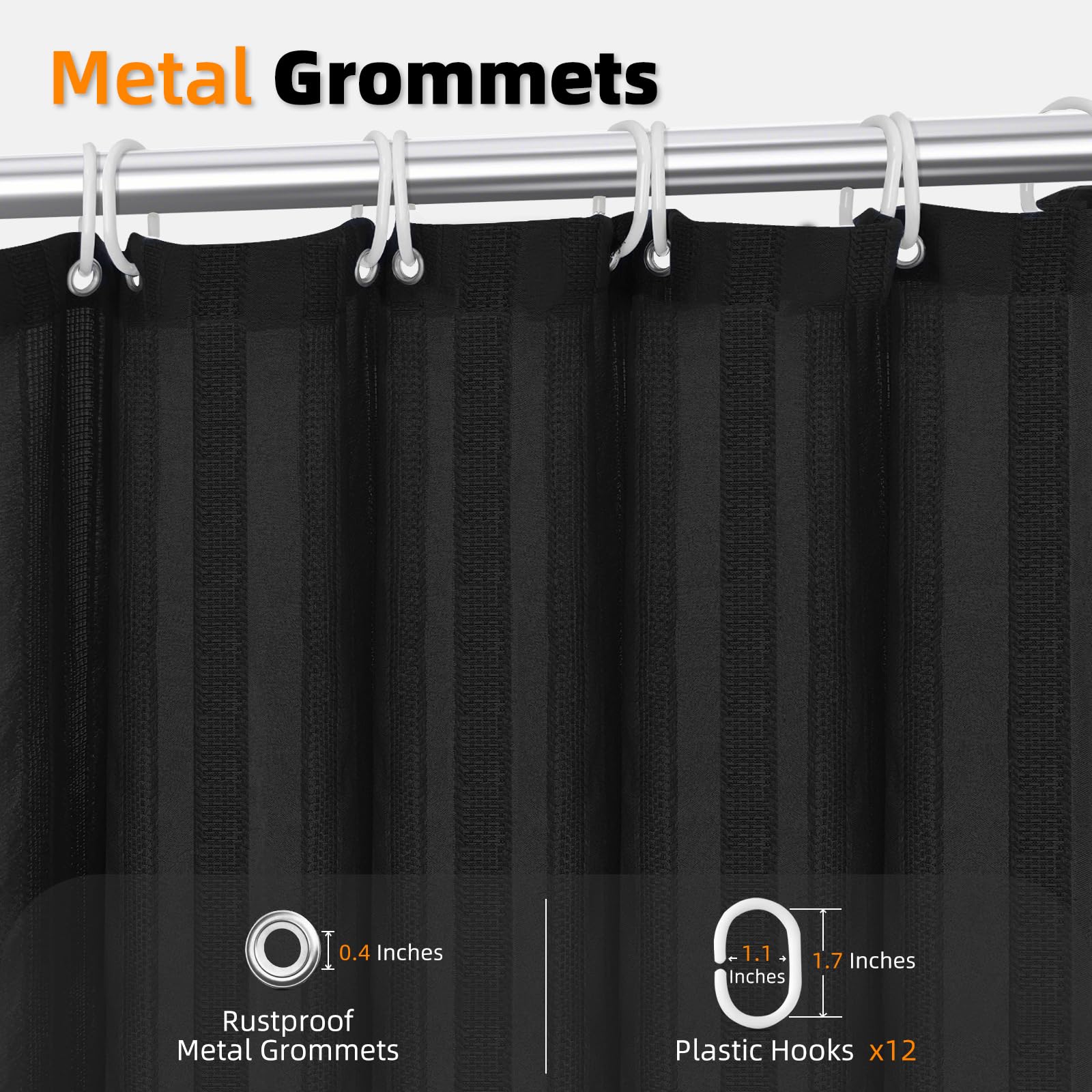 Black Fabric Shower Curtain Boho Black Tassel Striped Textured Shower Curtains For Bathroom Modern Chic Shower Curtain Minimalis