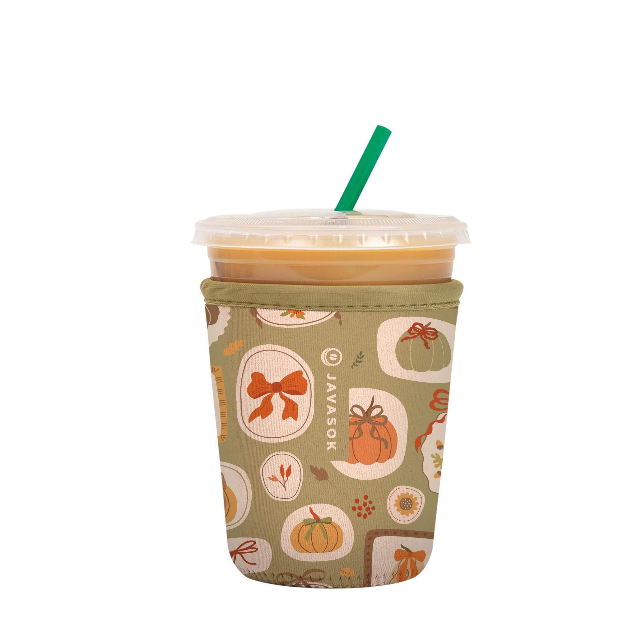 Sok It JavaSok Iced Coffee & Cold Soda Insulated Neoprene Cup Sleeve (The Pumpkin Gallery, Small: 16-20oz)