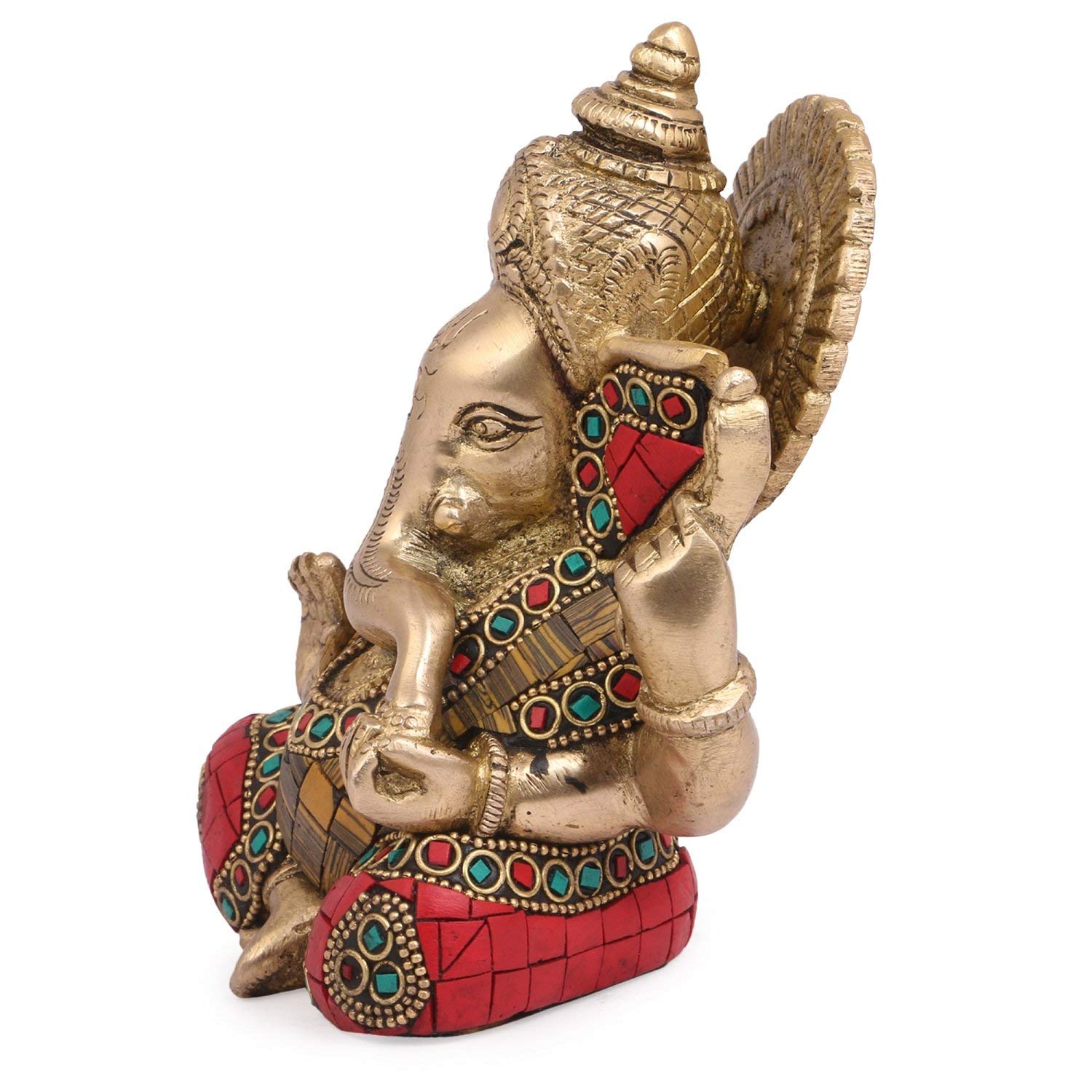 Artvarko Brass Lord Ganesha Brass Statue God Ganesh Bhagwan Ganpati Sitting Idol Sculpture Home Dcor Murti. 5.5 Inch