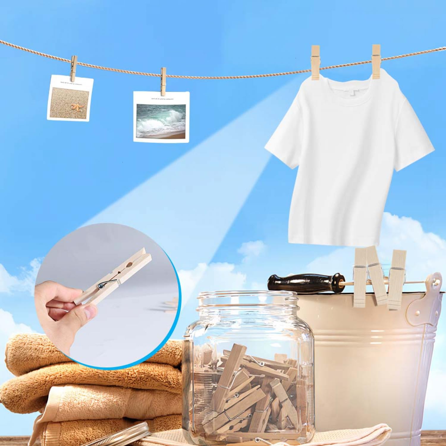 Senseyo 100 Pcs 1.9 Inch Wooden Clothespins Clips For Hanging Clothes, Craft, Home
