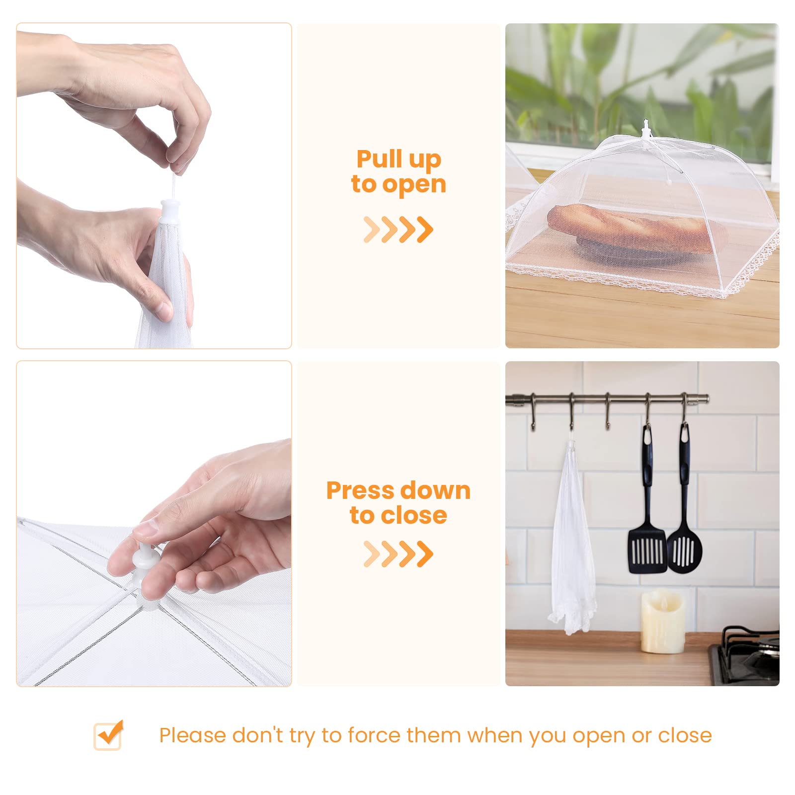 HOMKULA Food Covers for Outside - 2 Extra Large (40 x 25 in) & 6 Large (17 x 17 in) Food Tents/Food Covers for Outdoors Mesh Scr