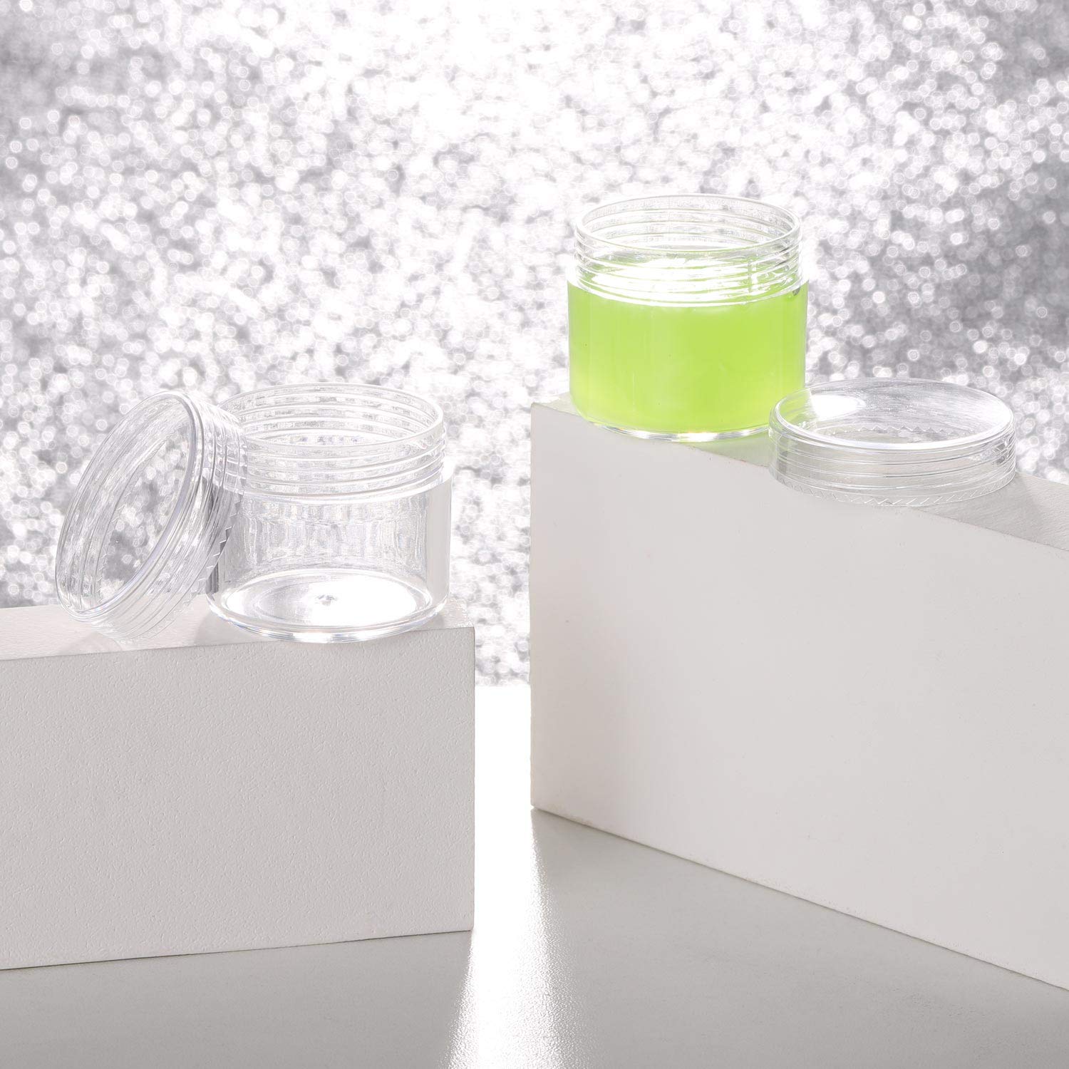 100 Pieces Clear Plastic Sample Containers 20G Empty Jars Cosmetic Containers With Lids Leak Proof Lip Balm Containers