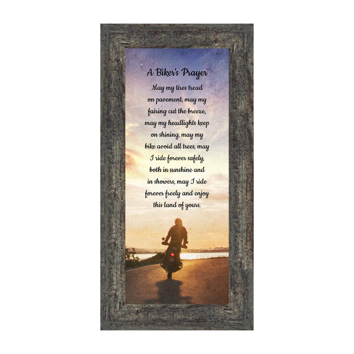 Crossroads Home D  cor A Bikers Prayer, Gift for Motorcycle Riders, Inspirational Bike Picture Frame, 7437BW