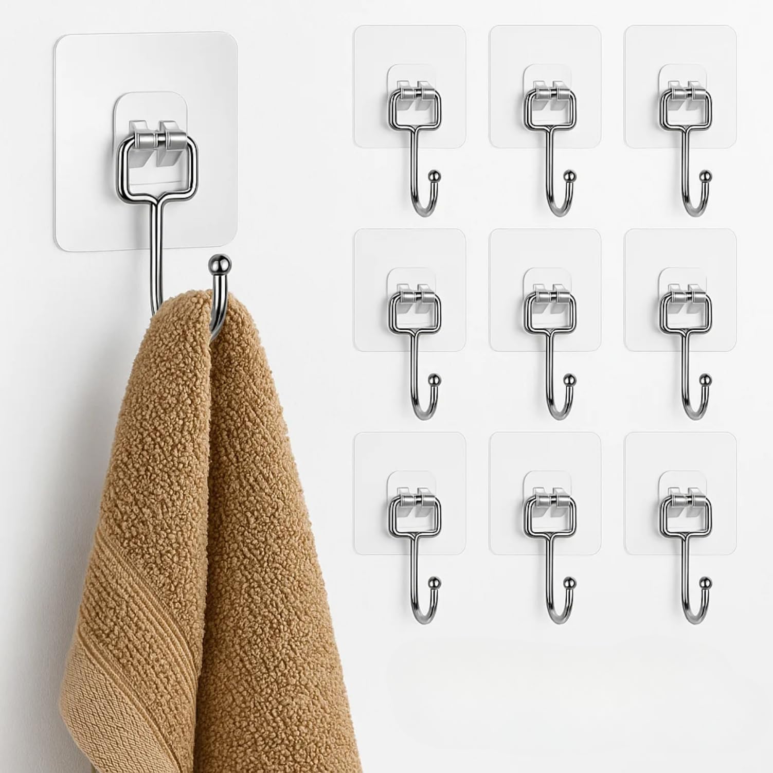 Zulaxy Big Size Transparent Wall Hooks For Hanging  Heavy Duty Stainless Steel Adhesive Hooks For Bathroom, Kitchen, Towel, Ute