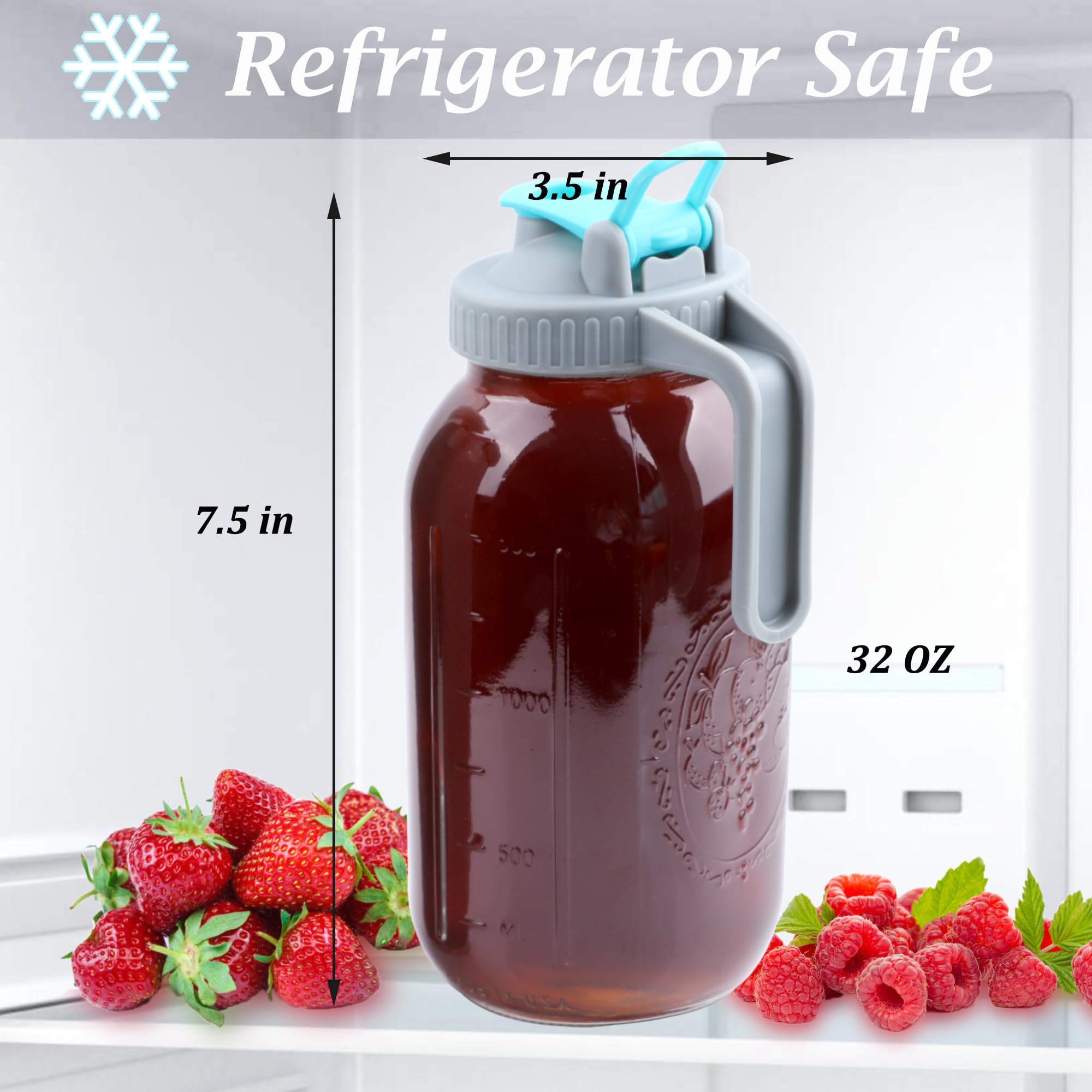 Gmsweet Mason Jar Cold Brew Coffee Maker 32 Oz Wide Mouth Cold Brew Pitcher With Brewer Filter For Coffee, Iced Tea, Sun Tea, Le